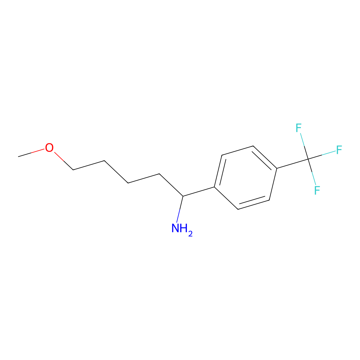 5-Methoxy-1-[4-(trifluoromethyl)phenyl]pentan-1-amine molecular structure, CAS 1987856-99-4