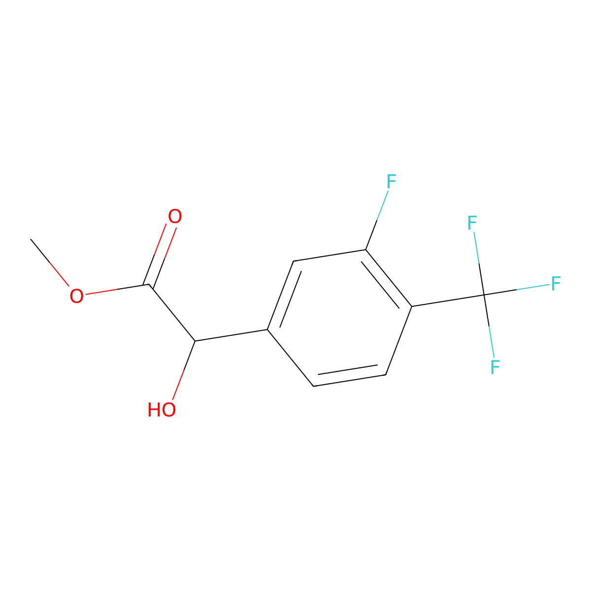 Methyl 2-[3-fluoro-4-(trifluoromethyl)phenyl]-2-hydroxyacetate molecular structure, CAS 1987996-12-2