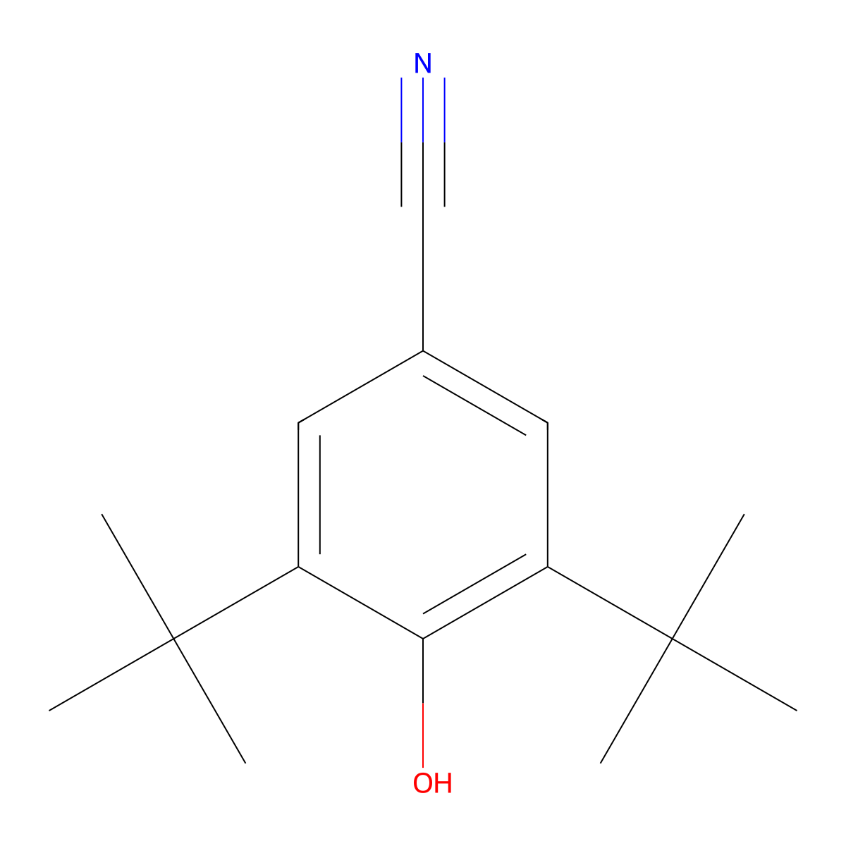 Benzonitrile, 3,5-bis(1,1-dimethylethyl)-4-hydroxy- molecular structure, CAS 1988-88-1