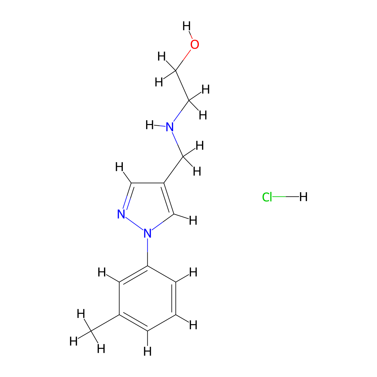 2-(([1-(3-Methylphenyl)-1h-pyrazol-4-yl]methyl)amino)ethanol hydrochloride molecular structure, CAS 1988082-99-0