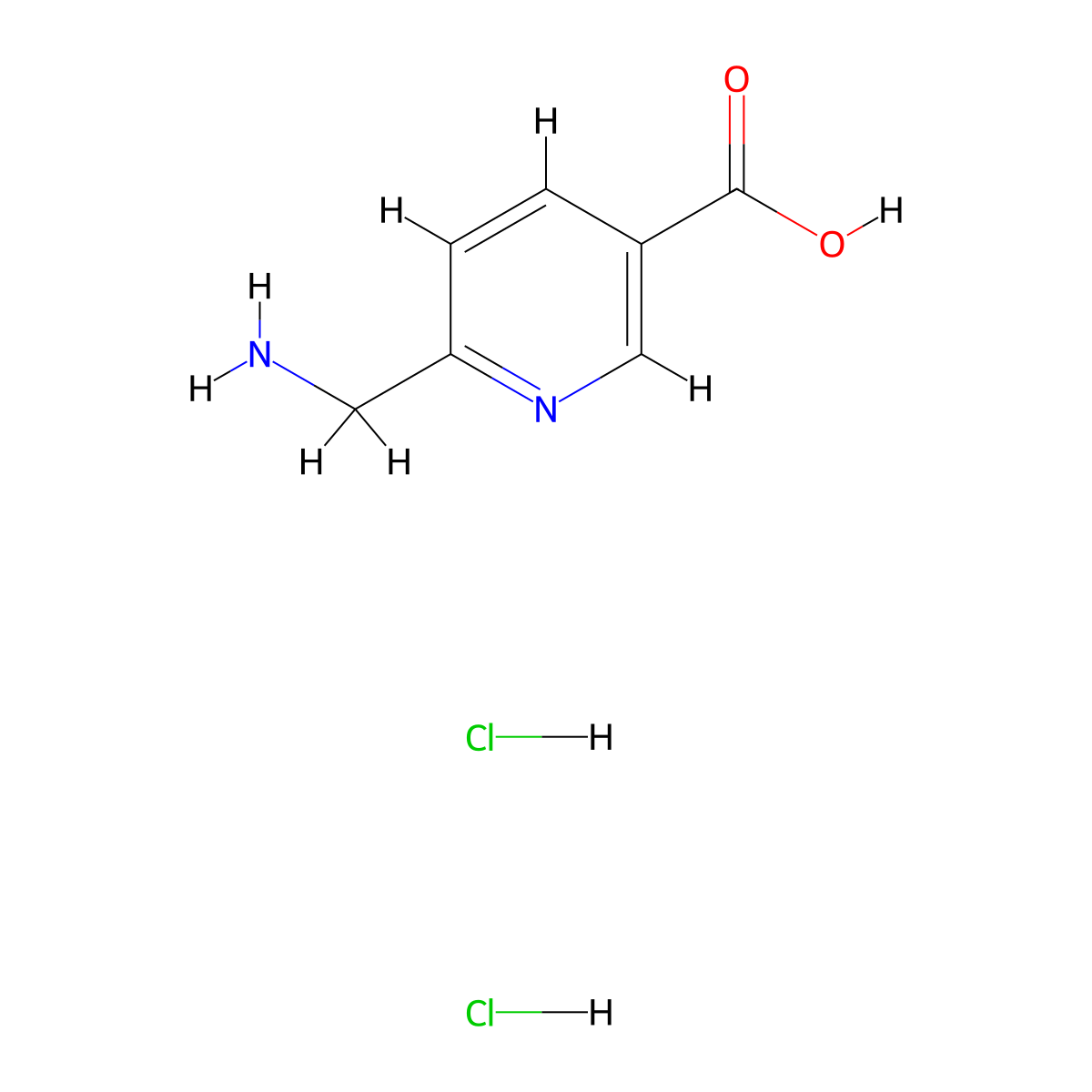 6-(Aminomethyl)pyridine-3-carboxylic acid dihydrochloride molecular structure, CAS 1988083-25-5
