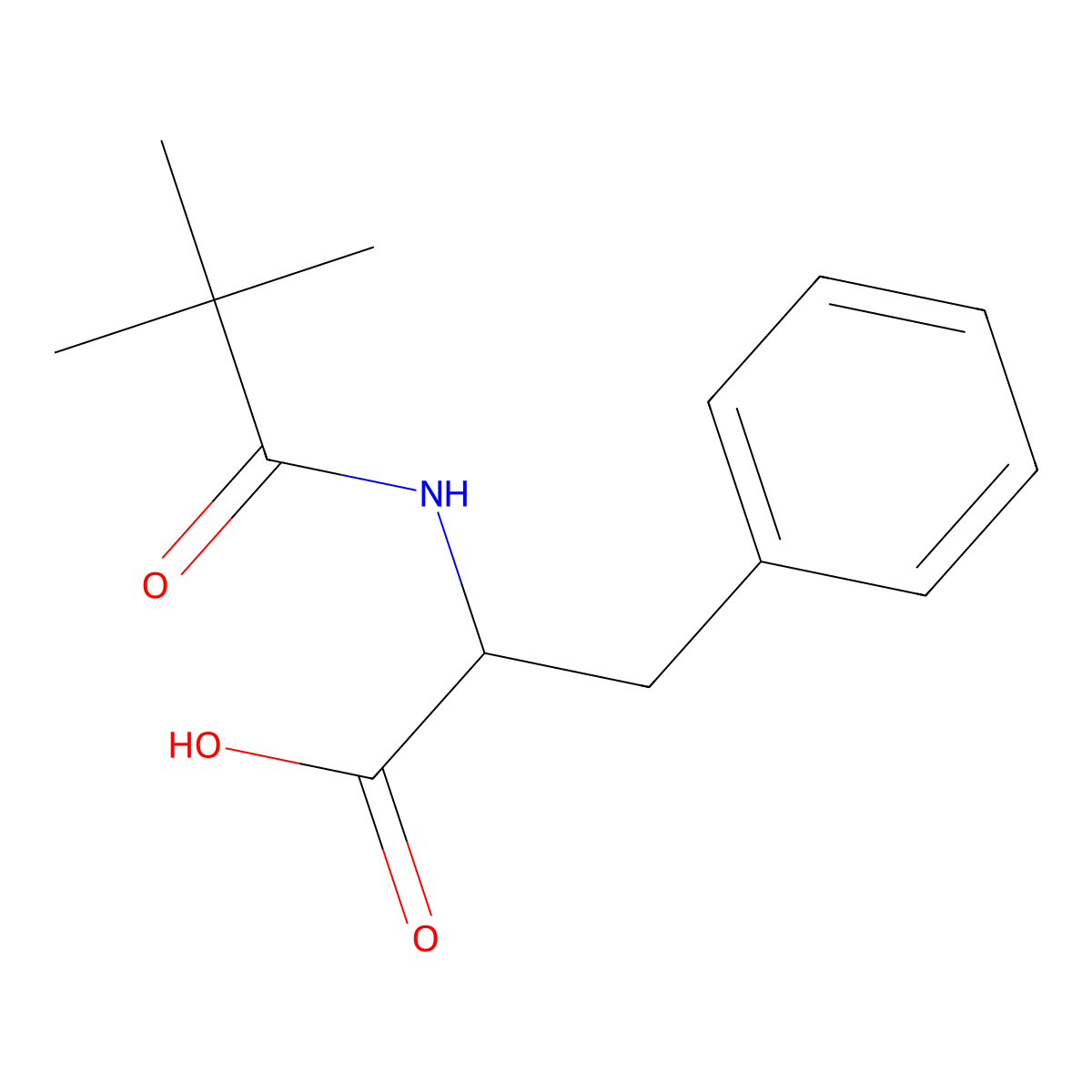 2-(2,2-Dimethylpropanamido)-3-phenylpropanoic acid molecular structure, CAS 19881-88-0
