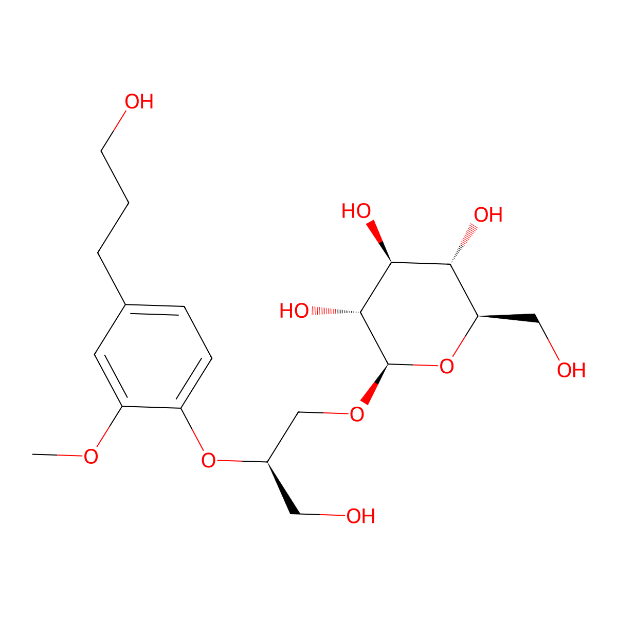 (2R,3R,4S,5S,6R)-2-[(2R)-3-hydroxy-2-[4-(3-hydroxypropyl)-2-methoxyphenoxy]propoxy]-6-(hydroxymethyl)oxane-3,4,5-triol molecular structure, CAS 198817-97-9