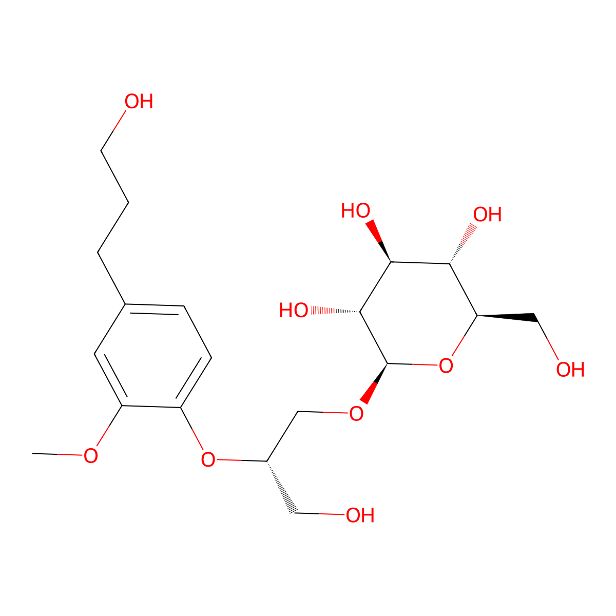 (2S)-3-Hydroxy-2-[4-(3-hydroxypropyl)-2-methoxyphenoxy]propyl beta-D-glucopyranoside molecular structure, CAS 198817-98-0