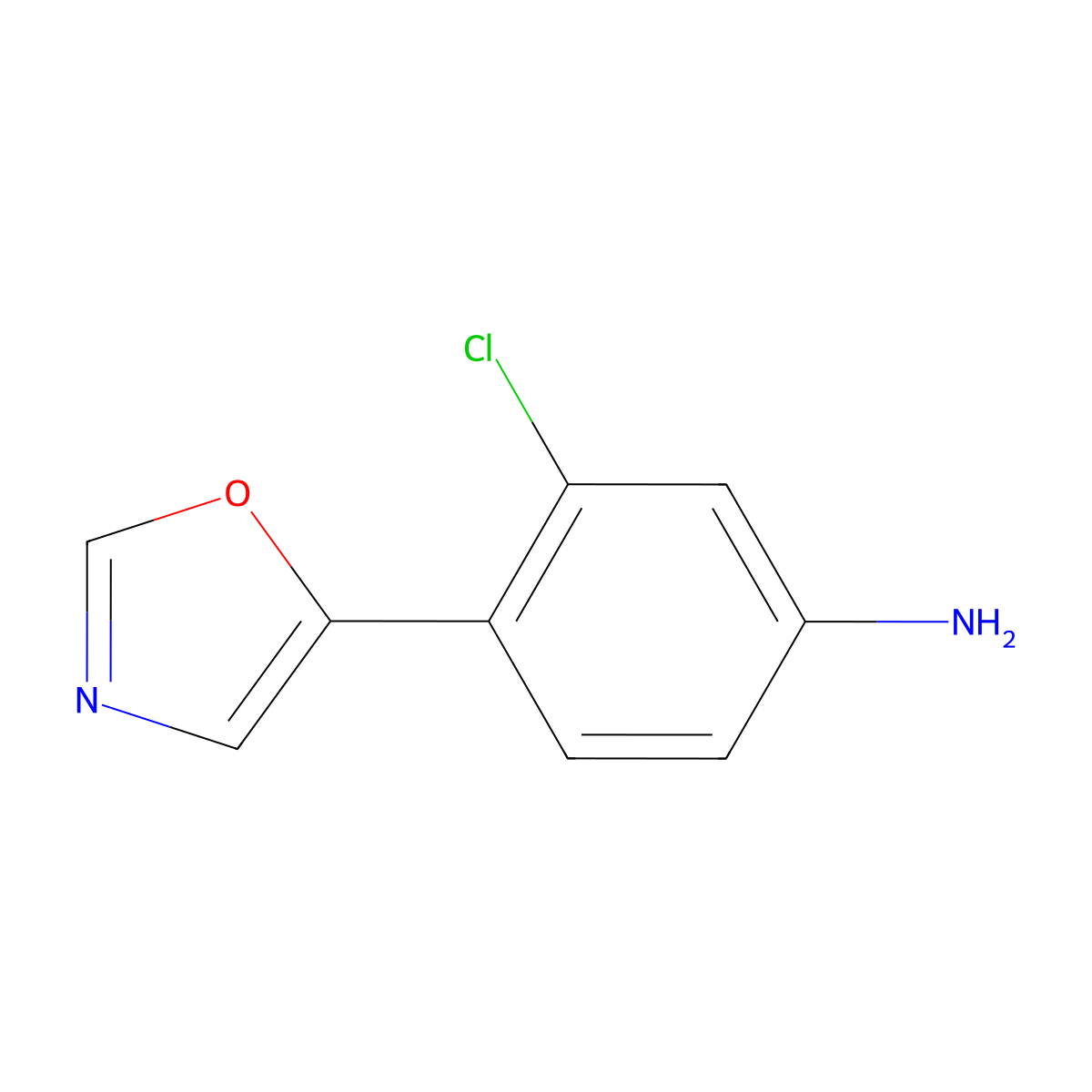 3-Chloro-4-(1,3-oxazol-5-yl)aniline molecular structure, CAS 198821-76-0