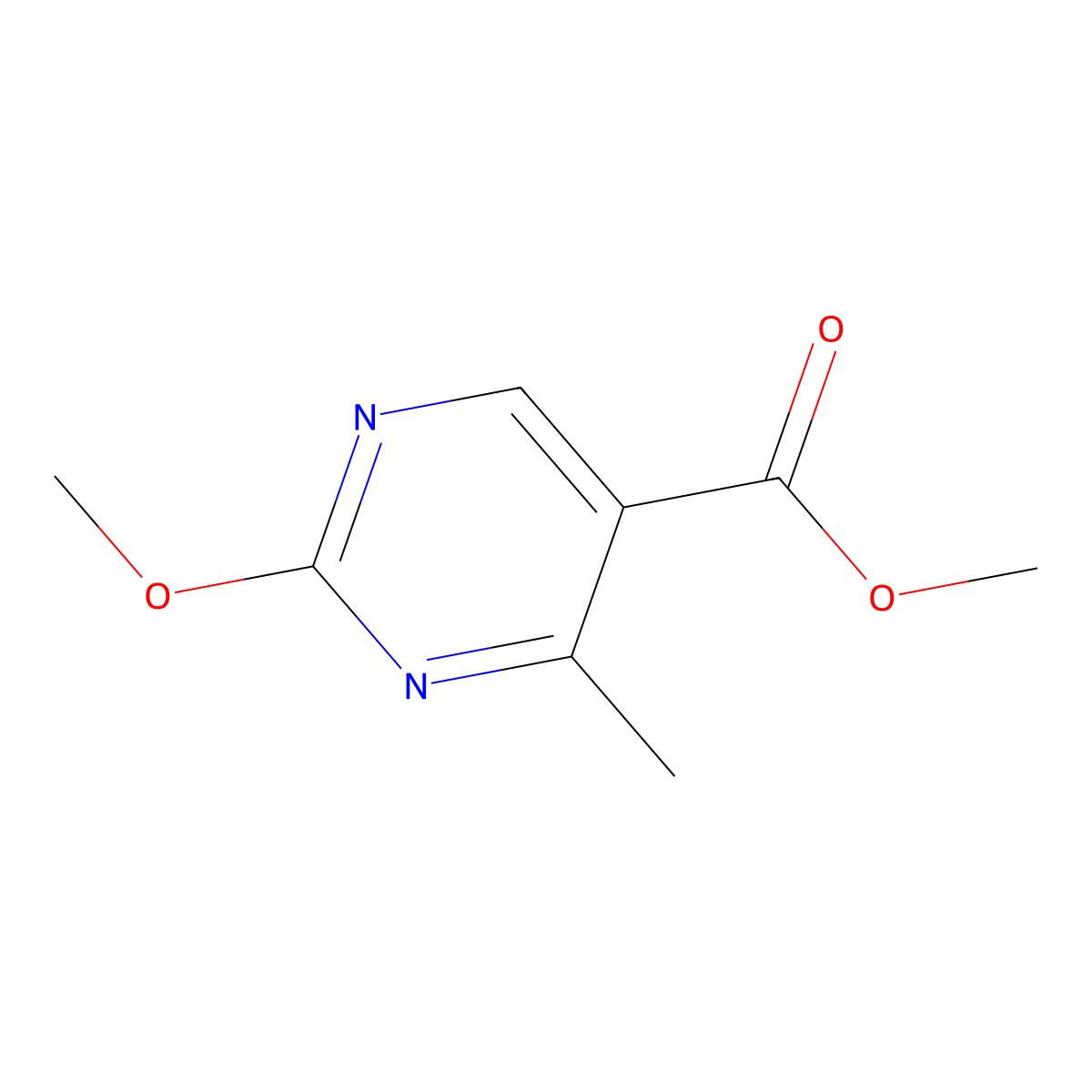 Methyl 2-methoxy-4-methylpyrimidine-5-carboxylate molecular structure, CAS 198827-04-2