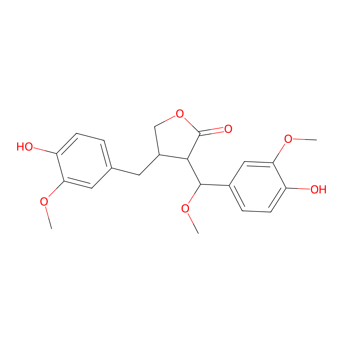 3-[(4-Hydroxy-3-methoxyphenyl)-methoxymethyl]-4-[(4-hydroxy-3-methoxyphenyl)methyl]oxolan-2-one molecular structure, CAS 198827-23-5