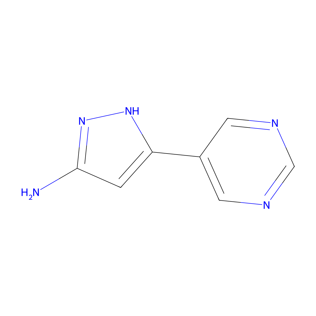 3-Amino-5-(5-pyrimidinyl)pyrazole molecular structure, CAS 1988685-94-4