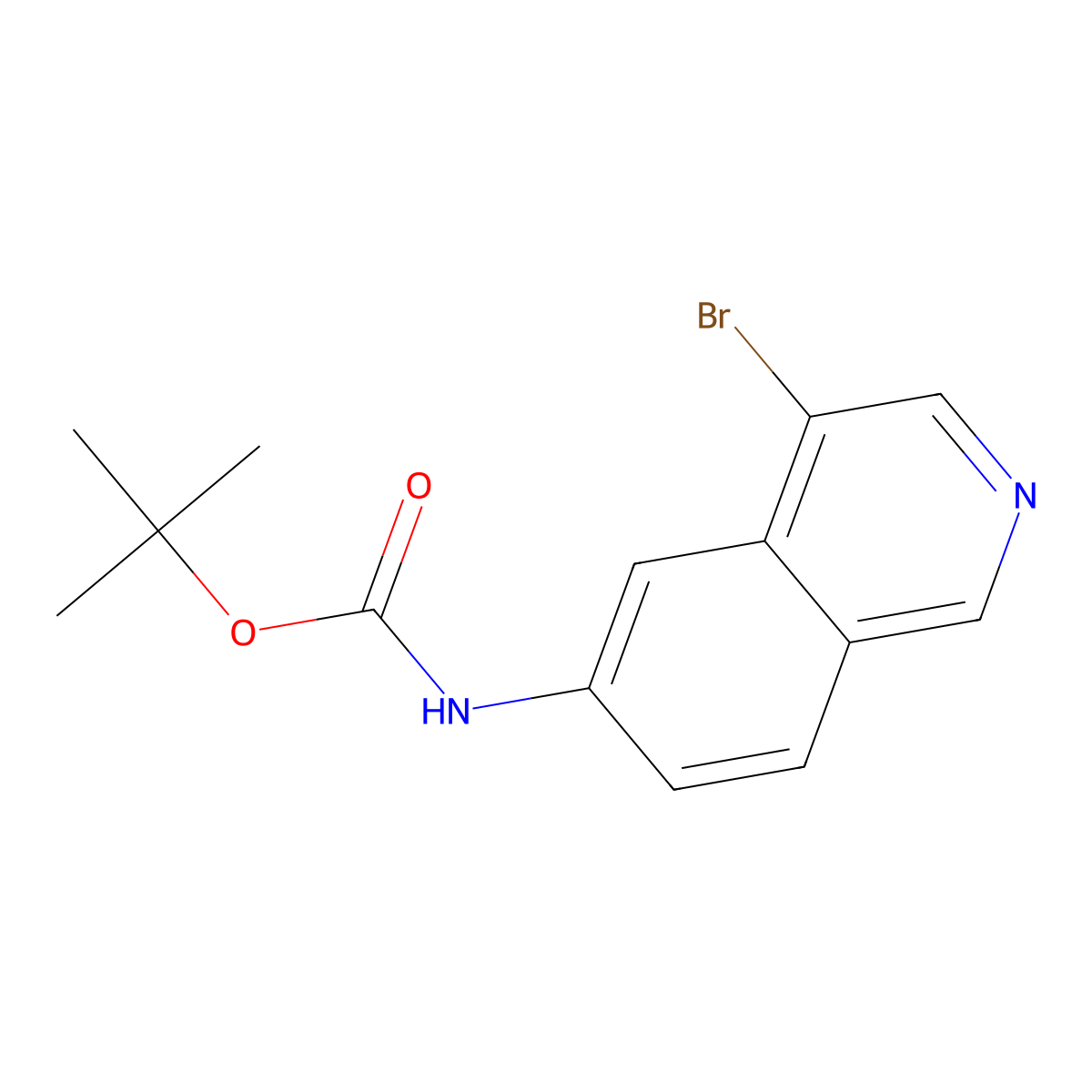 Tert-butyl (4-bromoisoquinolin-6-YL)carbamate molecular structure, CAS 1988725-24-1