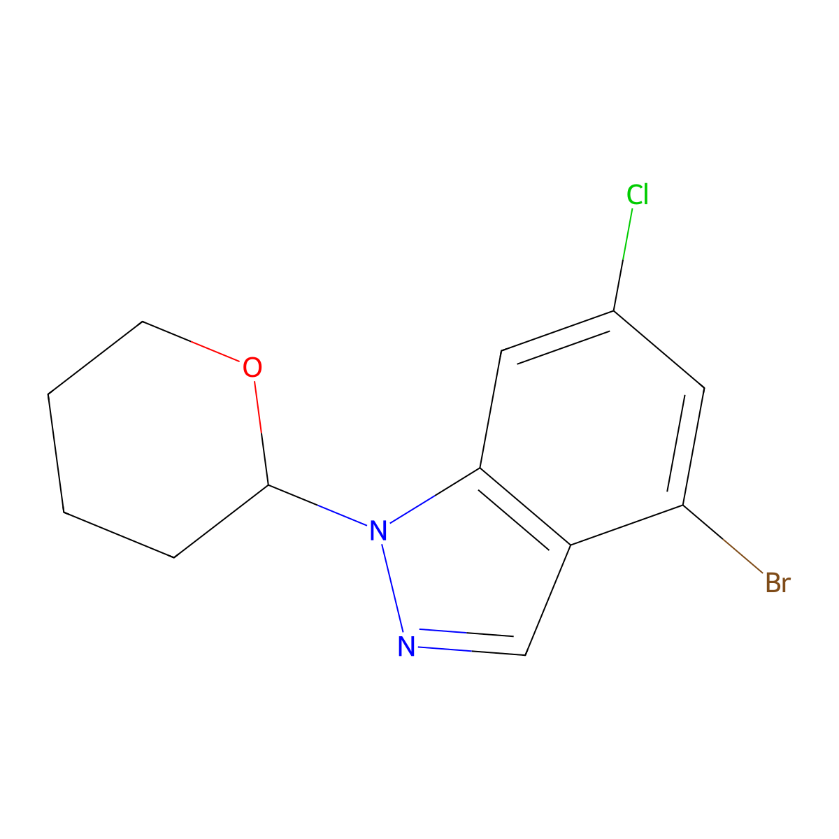 4-Bromo-6-chloro-1-(tetrahydro-2H-pyran-2-yl)-1H-indazole molecular structure, CAS 1988729-24-3
