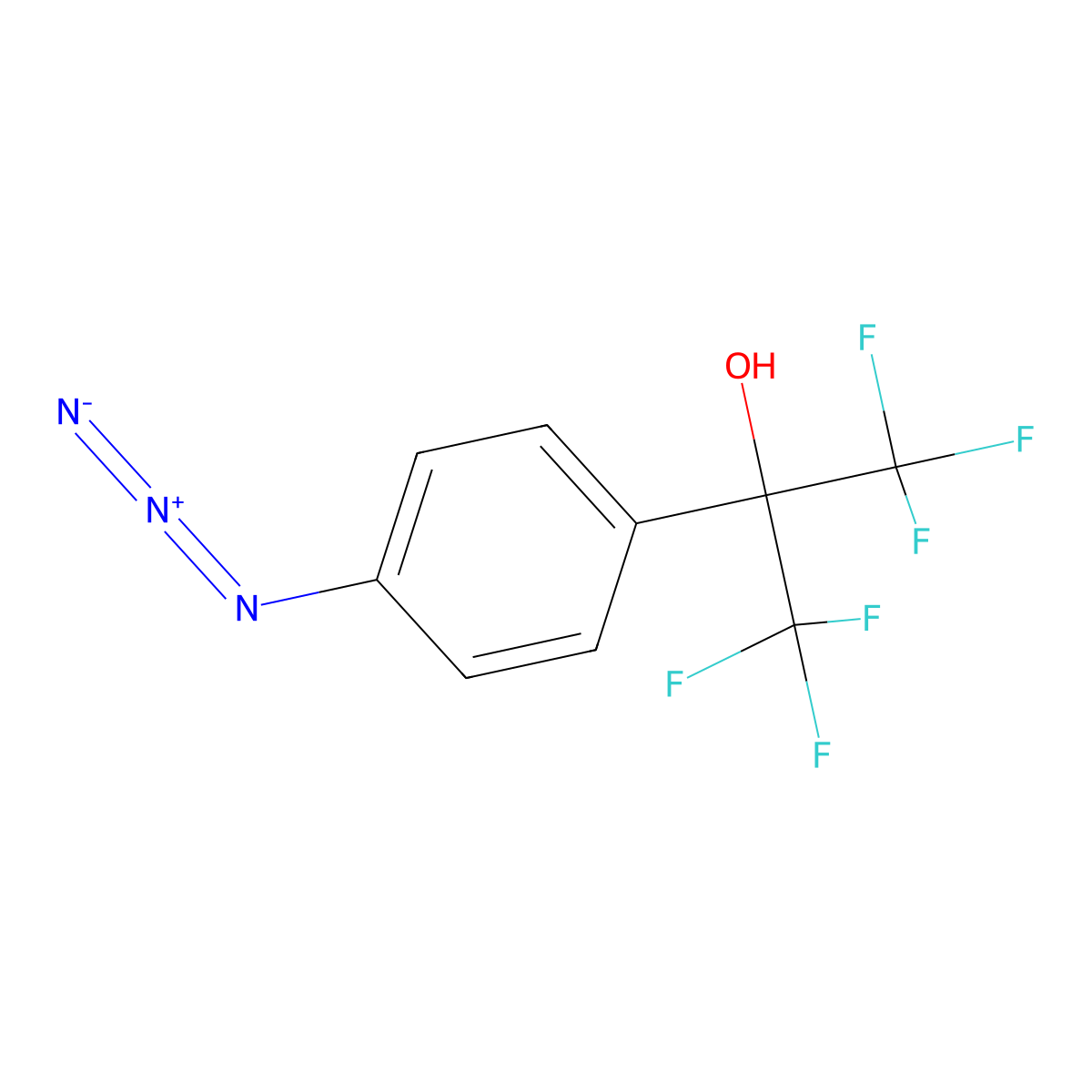 2-(4-Azidophenyl)-1,1,1,3,3,3-hexafluoropropan-2-ol molecular structure, CAS 1988738-07-3