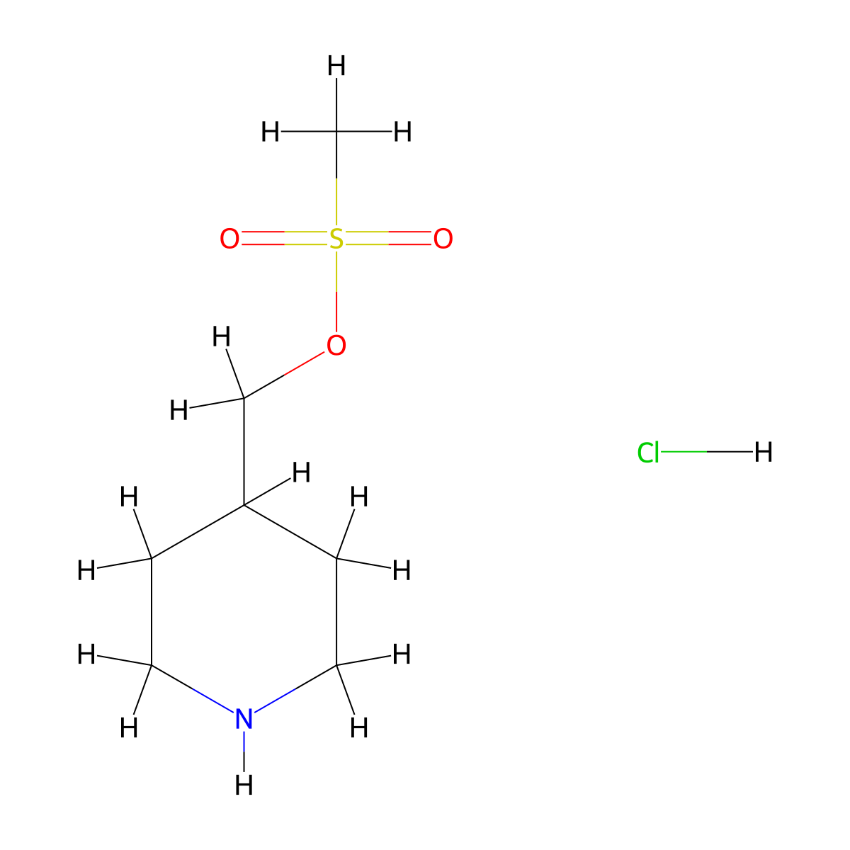 (Piperidin-4-yl)methyl methanesulfonate hydrochloride molecular structure, CAS 1988753-55-4