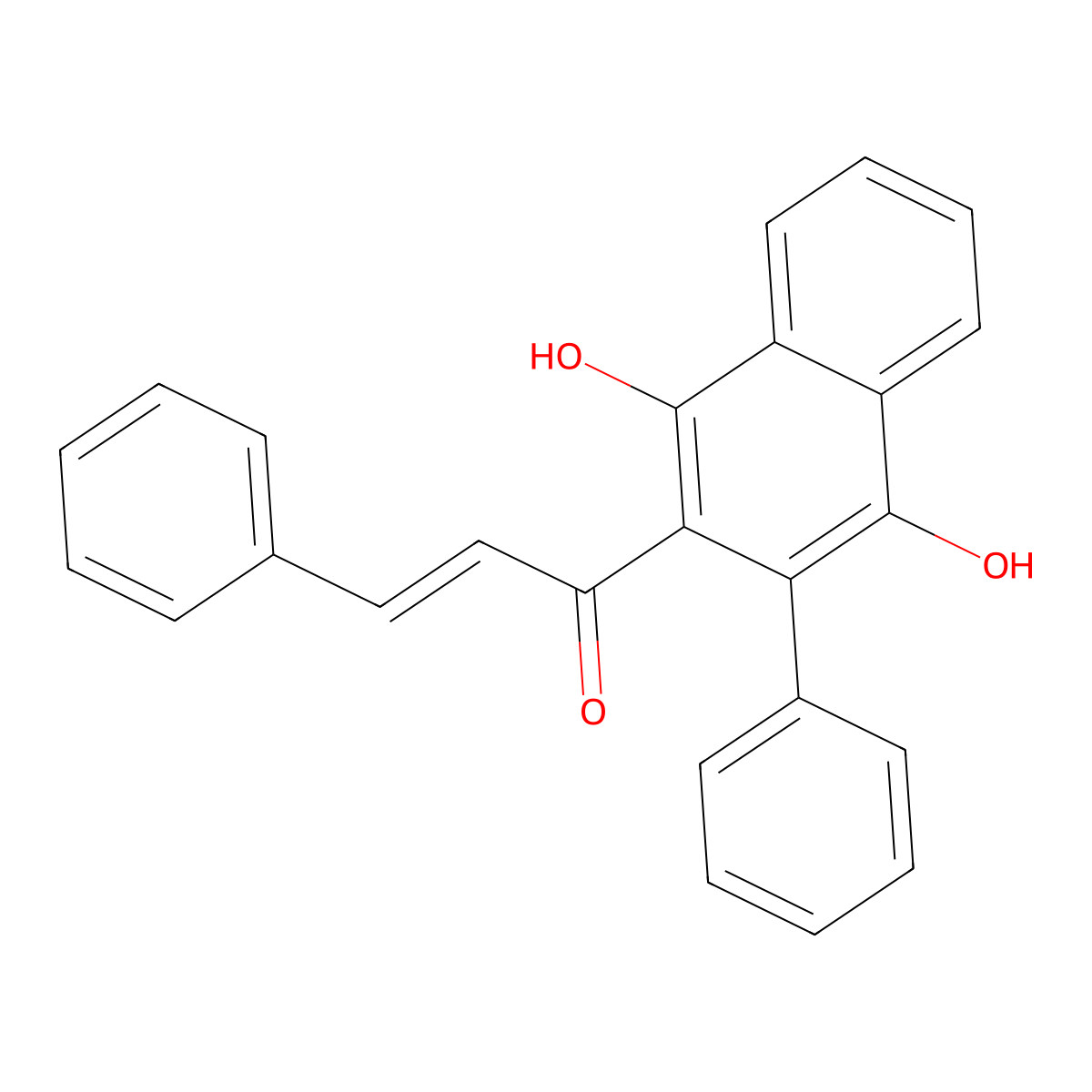 (E)-1-(1,4-dihydroxy-3-phenylnaphthalen-2-yl)-3-phenylprop-2-en-1-one molecular structure, CAS 198877-50-8