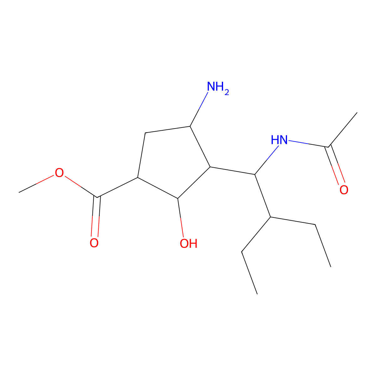 (1s,2s,3r,4r)-Methyl 3-((r)-1-acetamido-2-ethylbutyl)-4-amino-2-hydroxycyclopentanecarboxylate molecular structure, CAS 1988779-16-3