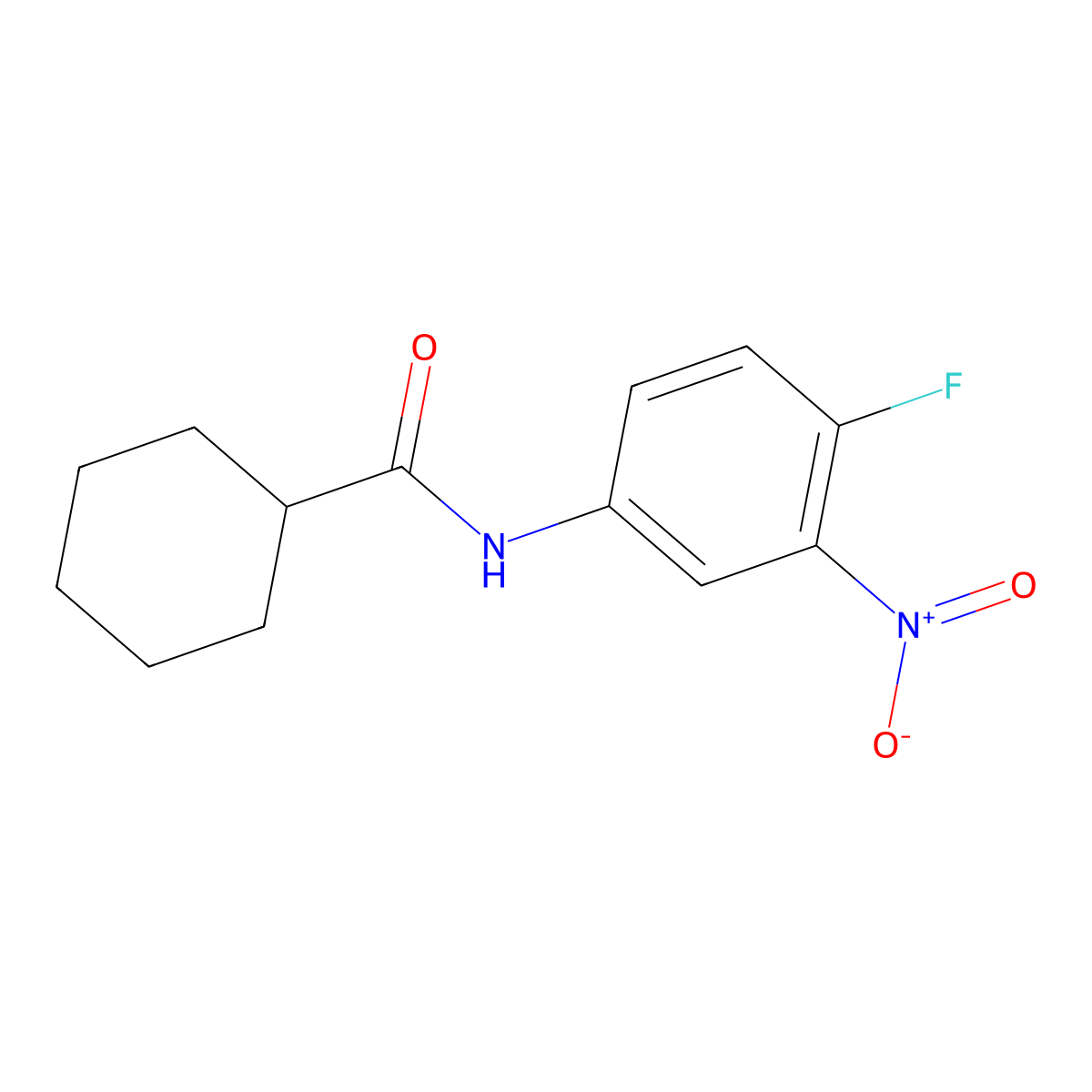 Cyclohexanecarboxamide, N-(4-fluoro-3-nitrophenyl)- molecular structure, CAS 198879-98-0