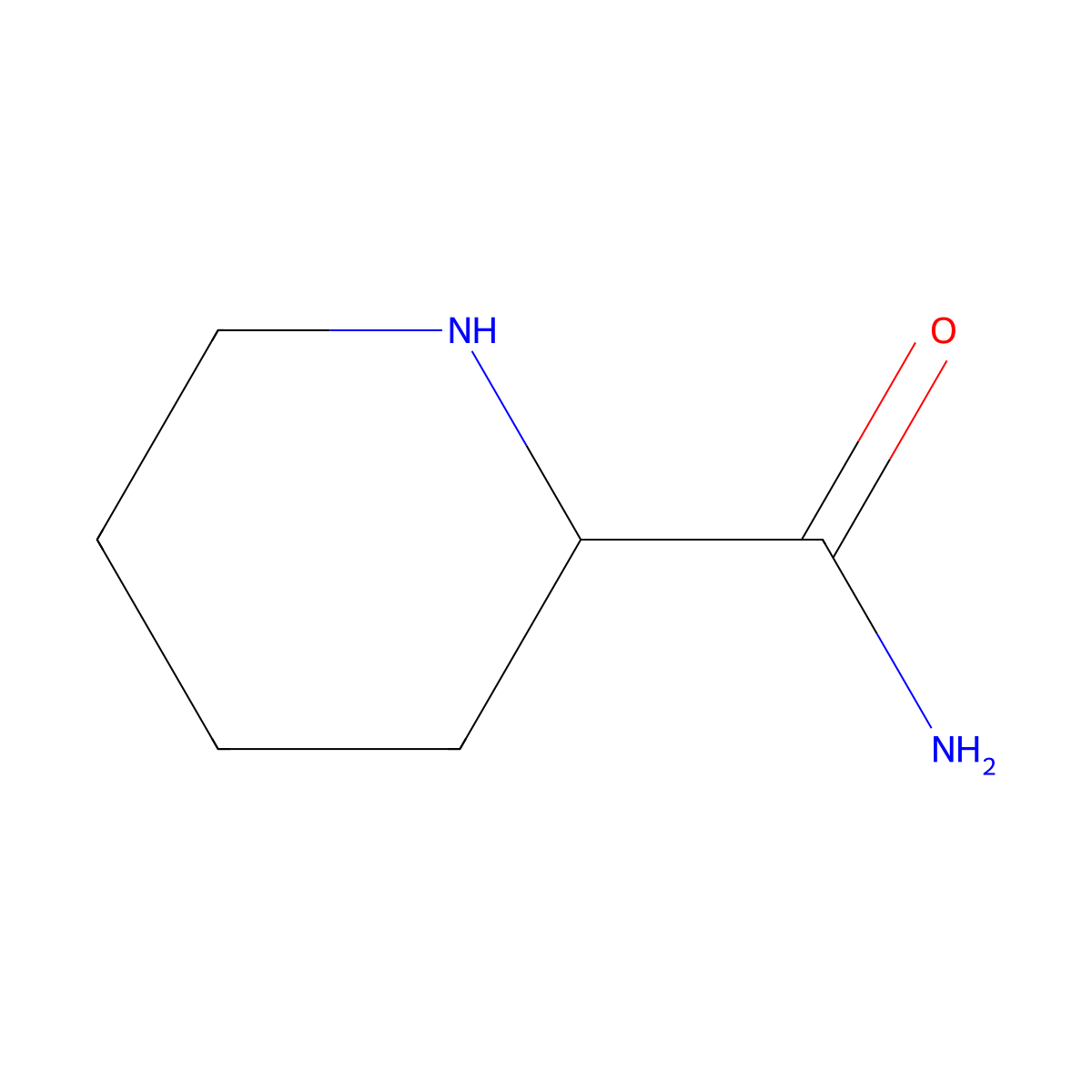 Piperidine-2-carboxamide molecular structure, CAS 19889-77-1