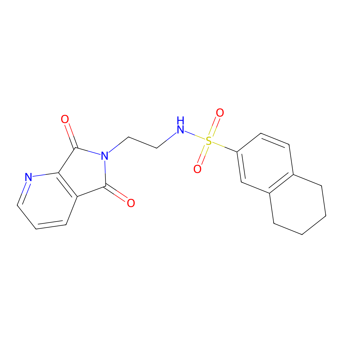 N-(2-(5,7-dioxo-5H-pyrrolo[3,4-b]pyridin-6(7H)-yl)ethyl)-5,6,7,8-tetrahydronaphthalene-2-sulfonamide molecular structure, CAS 1988916-45-5
