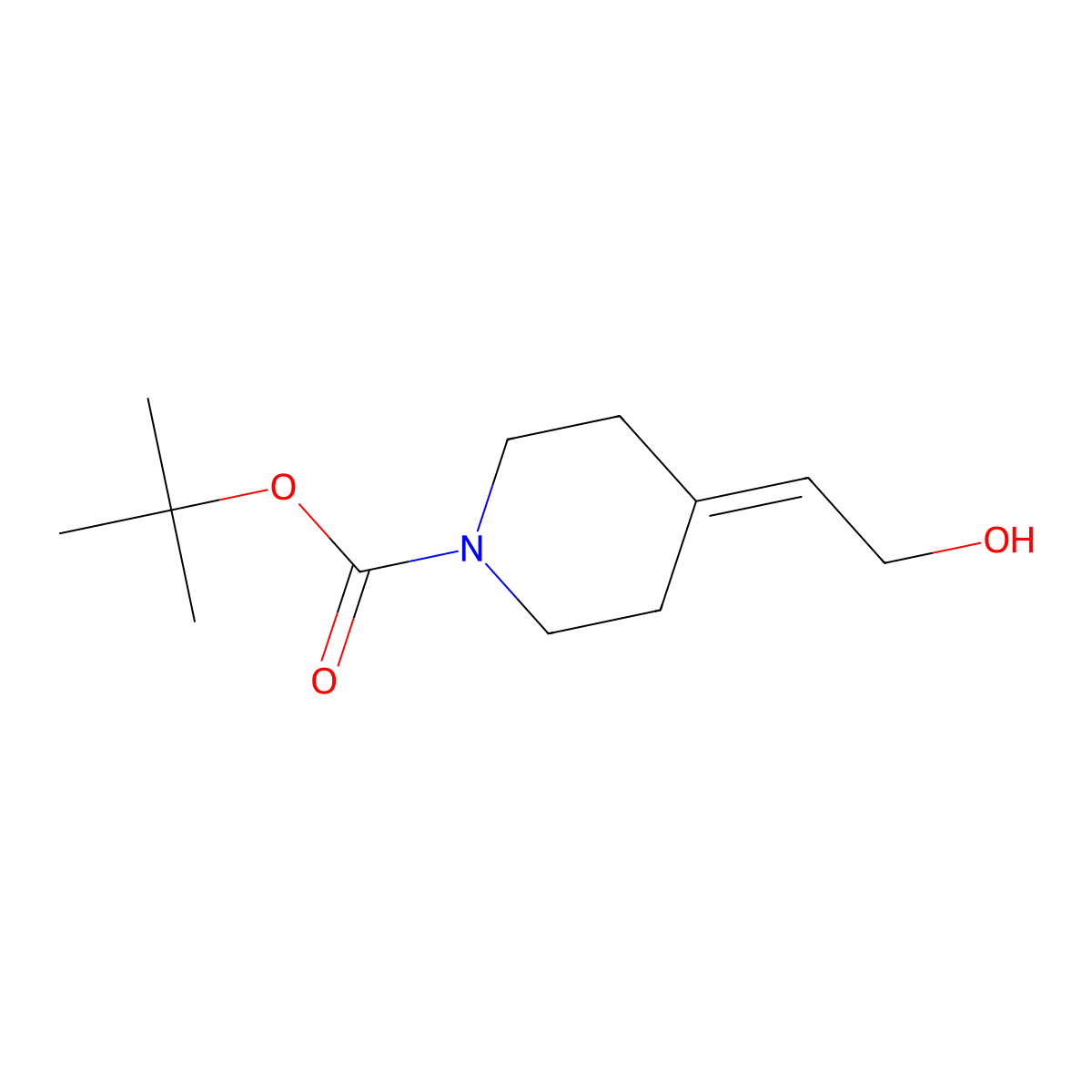 tert-Butyl 4-(2-hydroxyethylidene)piperidine-1-carboxylate molecular structure, CAS 198892-80-7