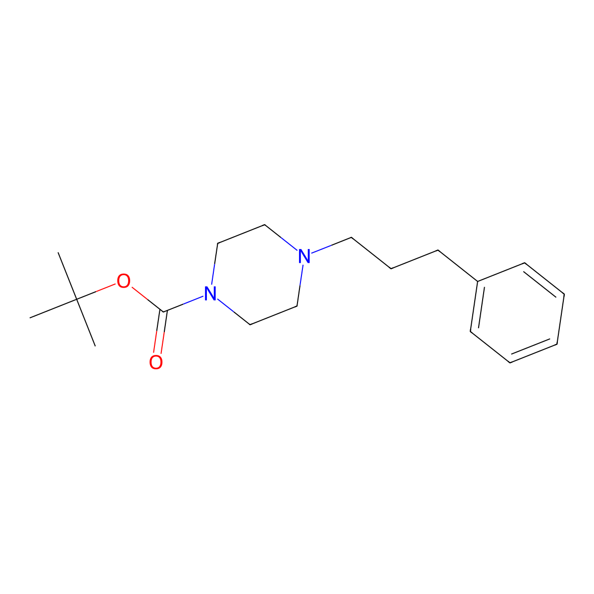 Tert-butyl 4-(3-phenylpropyl)piperazine-1-carboxylate molecular structure, CAS 198895-69-1