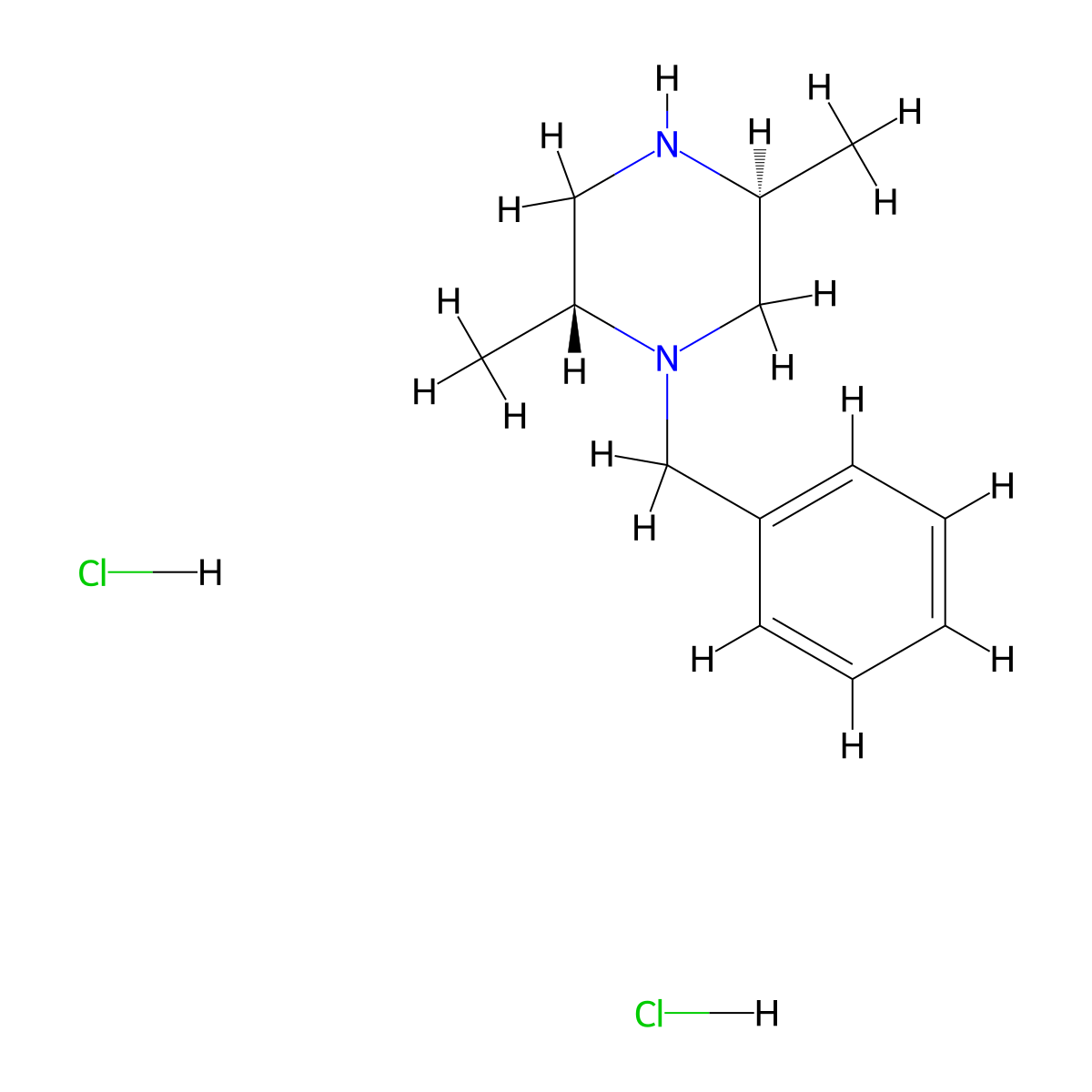 (2R,5S)-1-benzyl-2,5-dimethylpiperazine dihydrochloride molecular structure, CAS 198896-00-3