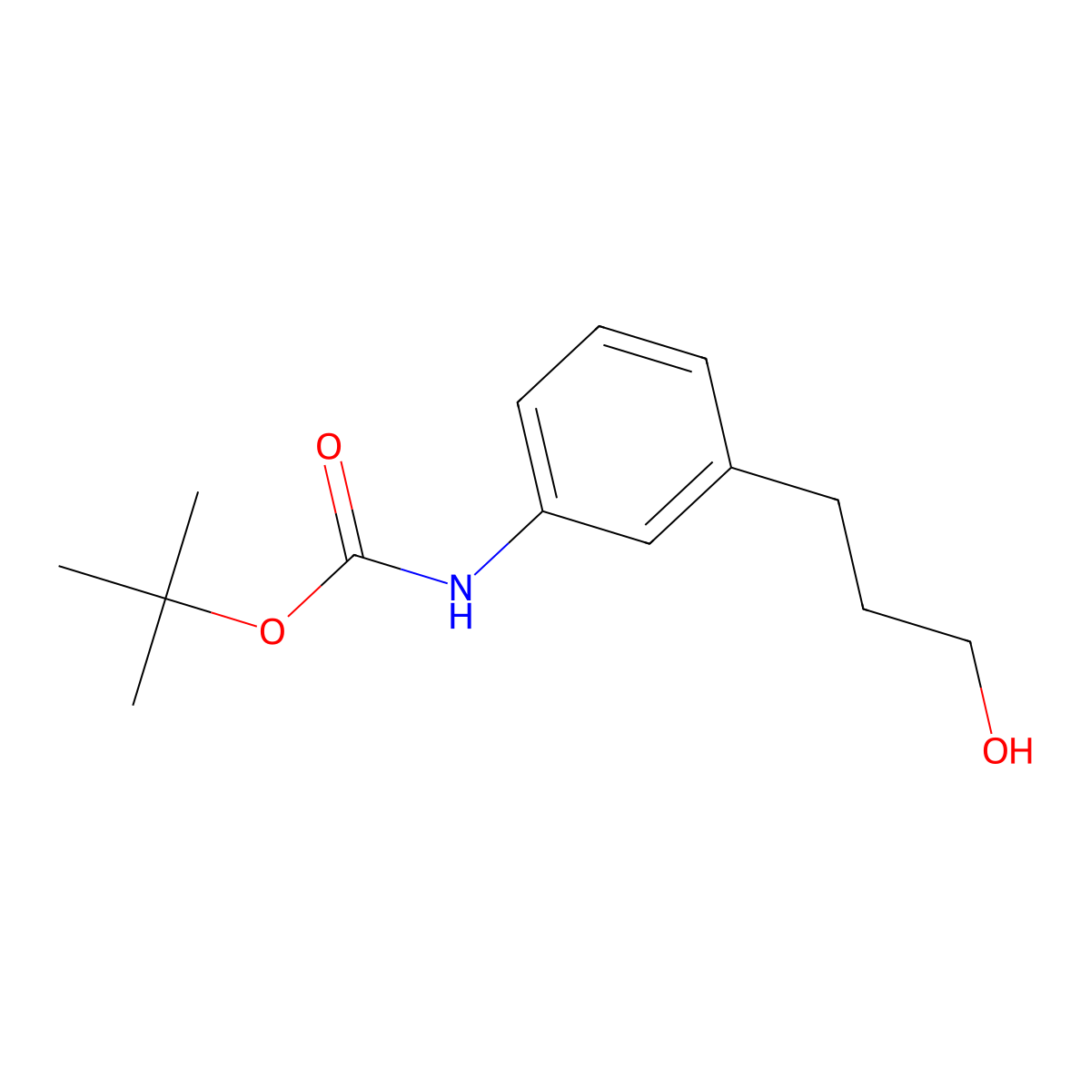 tert-butyl N-(3-(3-hydroxypropyl)phenyl)carbamate molecular structure, CAS 198896-26-3