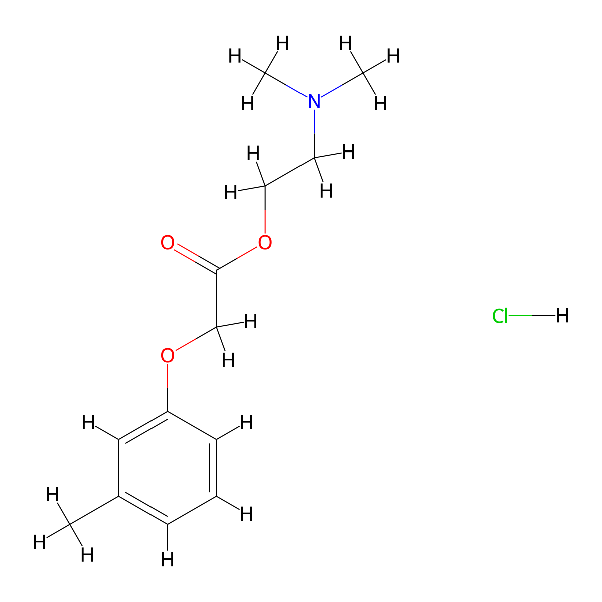 2-(Dimethylamino)ethyl 2-(3-methylphenoxy)acetate;hydrochloride molecular structure, CAS 1989-74-8