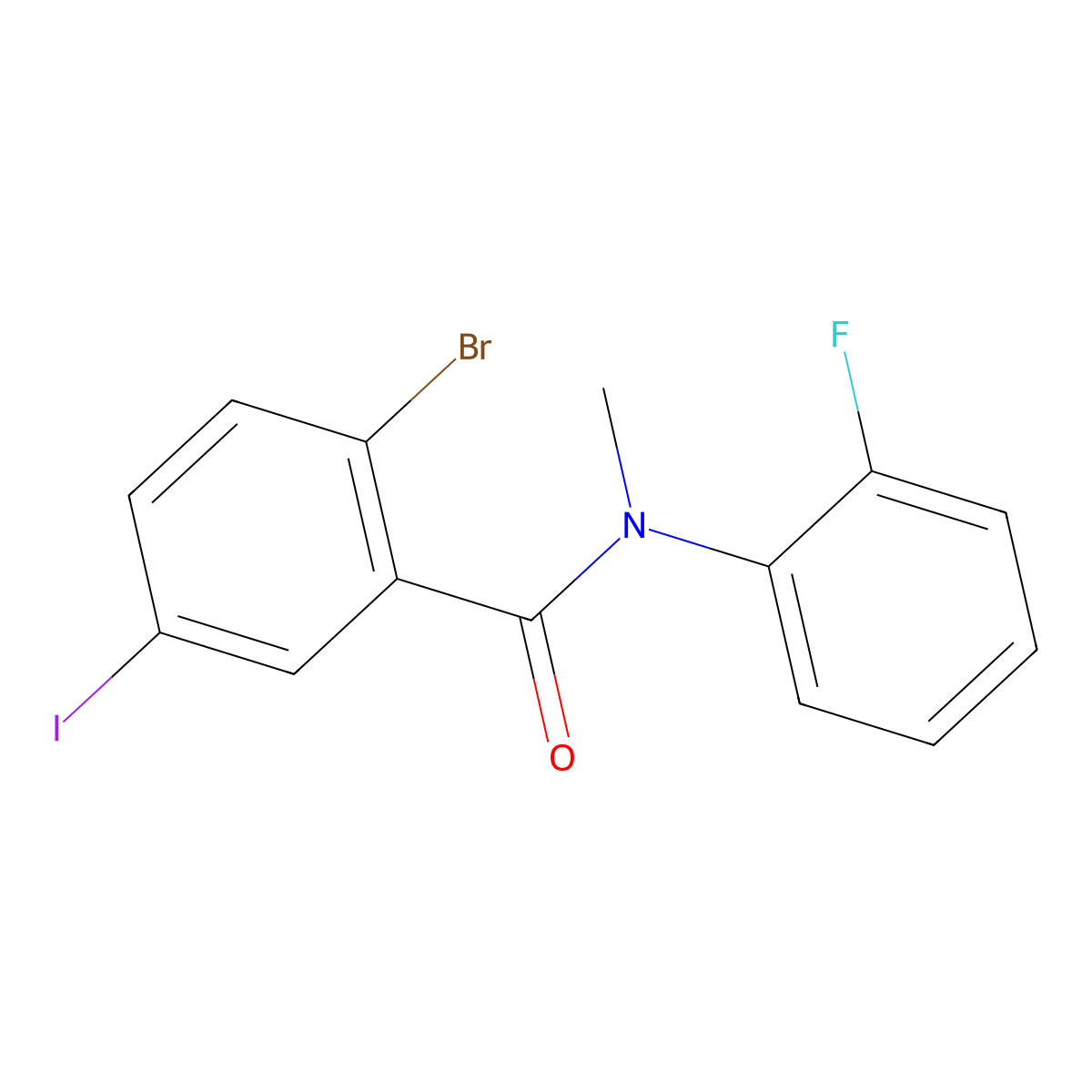 2-Bromo-N-(2-fluorophenyl)-5-iodo-N-methylbenzamide molecular structure, CAS 1989021-66-0