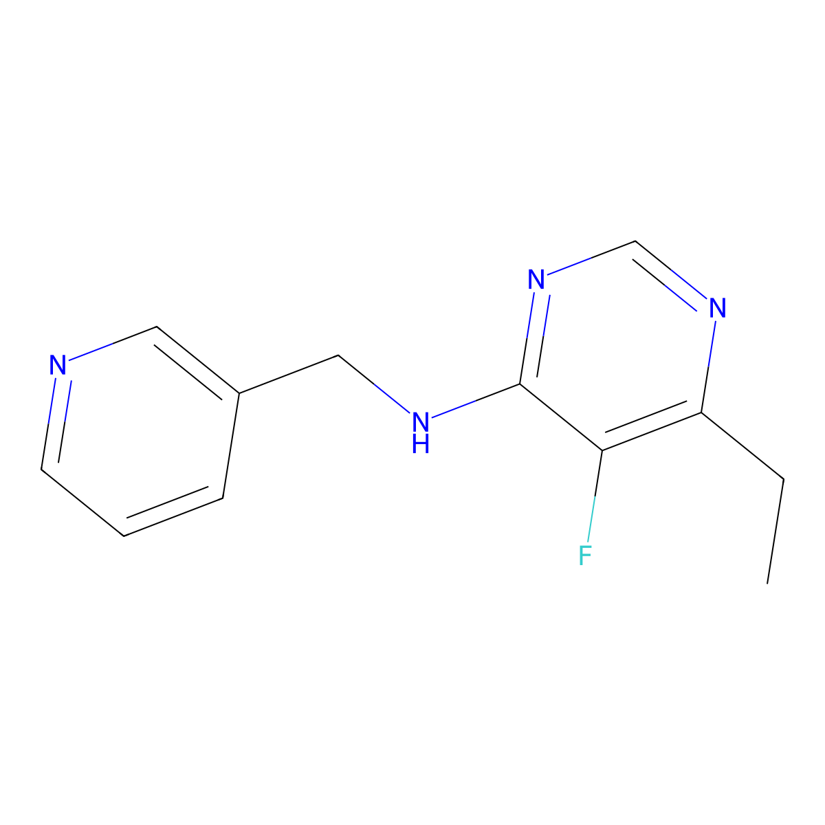 6-Ethyl-5-fluoro-N-(pyridin-3-ylmethyl)pyrimidin-4-amine molecular structure, CAS 1989046-00-5