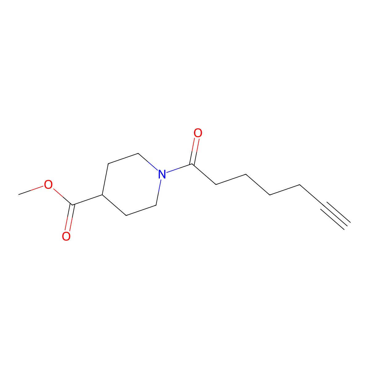 Methyl 1-(hept-6-ynoyl)piperidine-4-carboxylate molecular structure, CAS 1989108-65-7