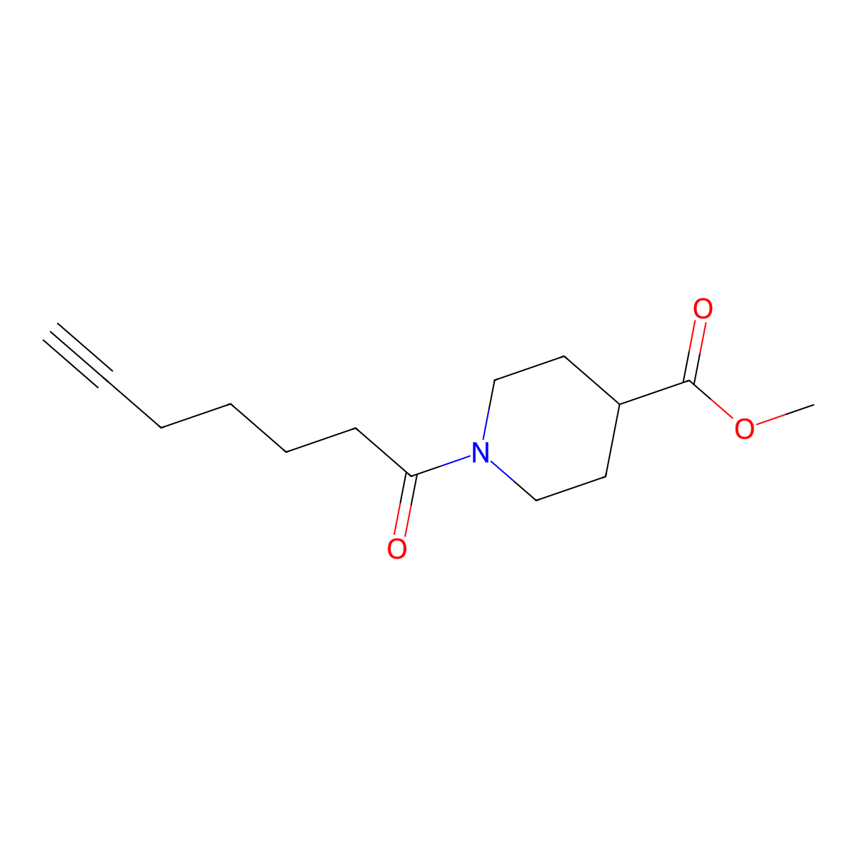 Methyl 1-(hept-6-ynoyl)piperidine-4-carboxylate molecular structure, CAS 1989108-65-7