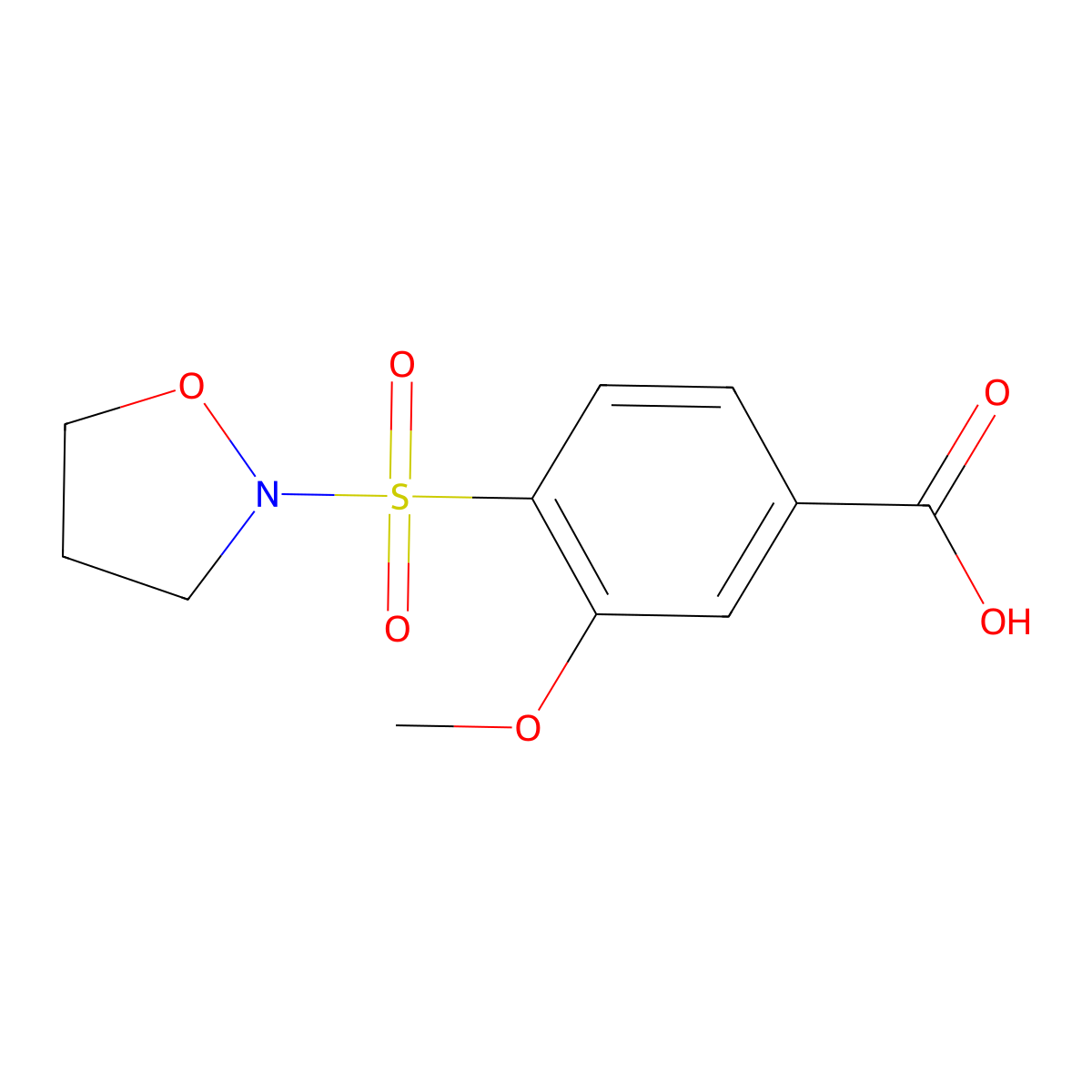 3-Methoxy-4-(1,2-oxazolidine-2-sulfonyl)benzoic acid molecular structure, CAS 1989279-92-6