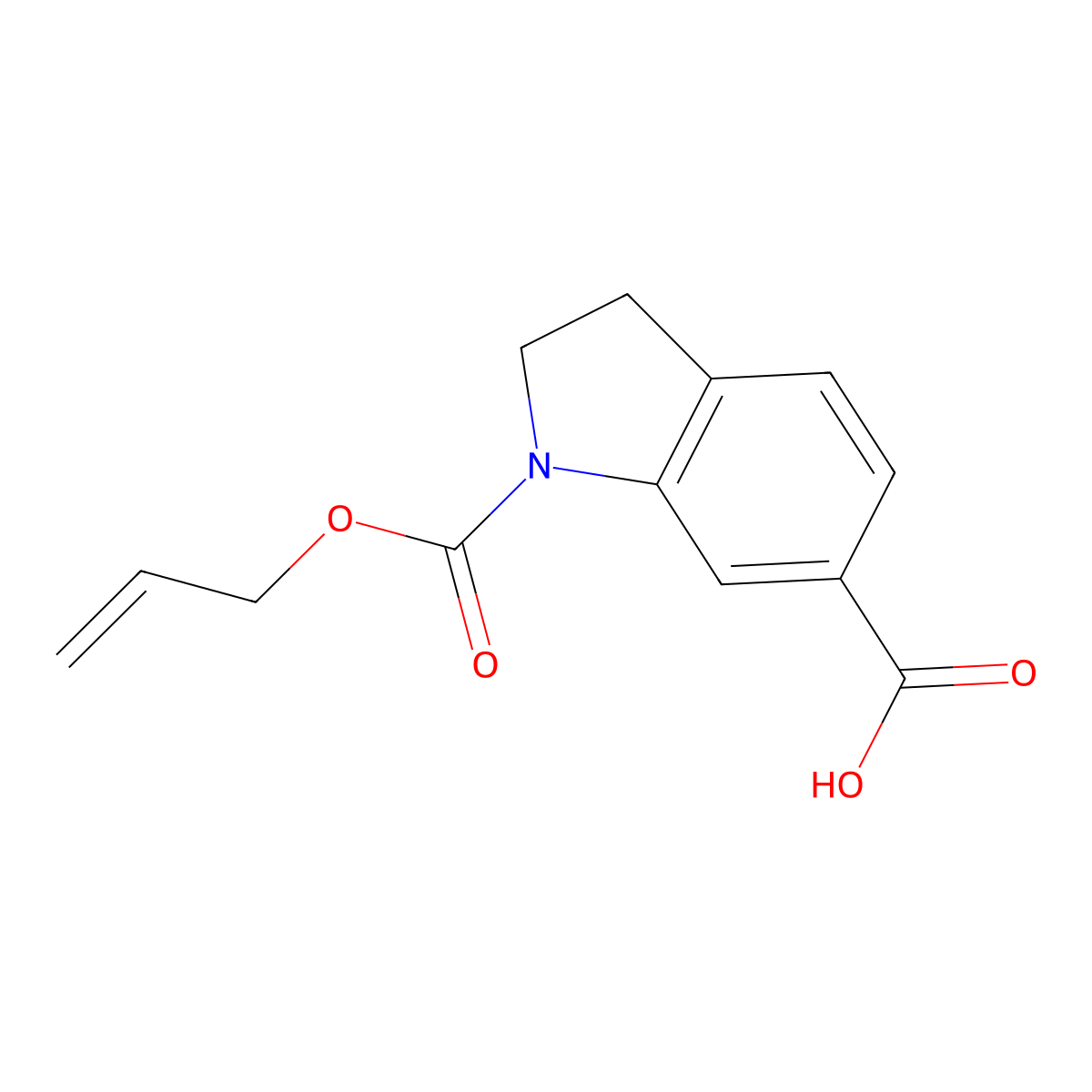 1-[(prop-2-en-1-yloxy)carbonyl]-2,3-dihydro-1H-indole-6-carboxylic acid molecular structure, CAS 1989303-10-7