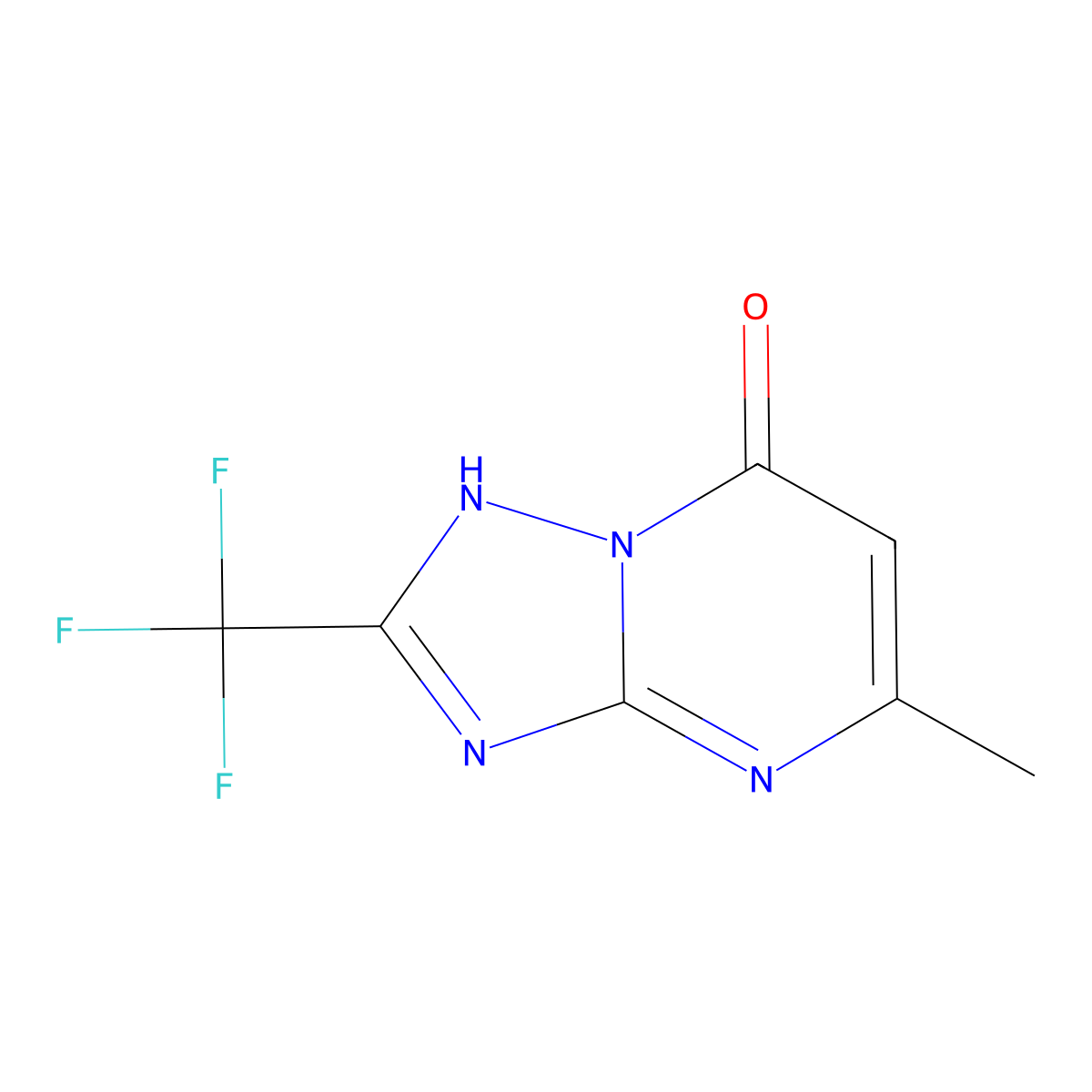 5-methyl-2-(trifluoromethyl)-4H,7H-[1,2,4]triazolo[1,5-a]pyrimidin-7-one molecular structure, CAS 198953-53-6