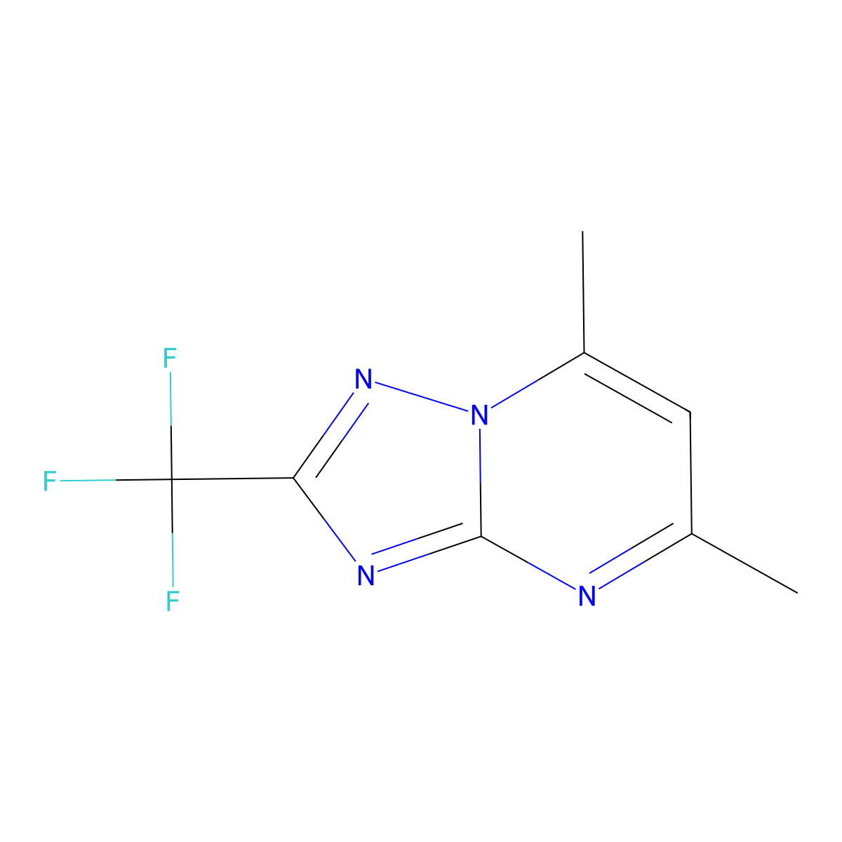 5,7-Dimethyl-2-(trifluoromethyl)-[1,2,4]triazolo[1,5-a]pyrimidine molecular structure, CAS 198953-59-2