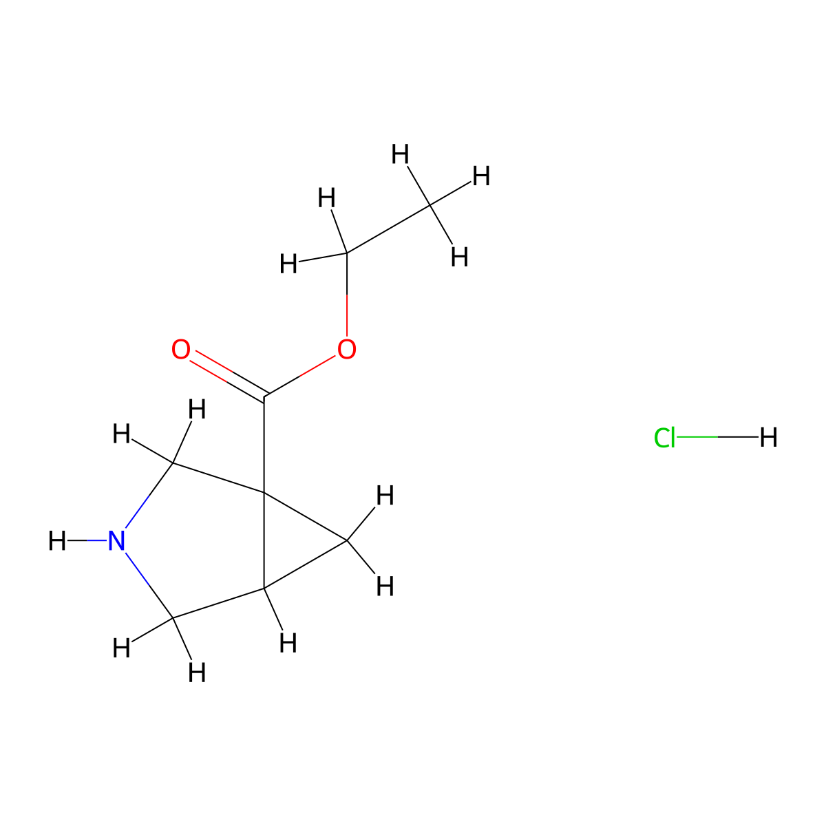 Ethyl 3-azabicyclo[3.1.0]hexane-1-carboxylate hydrochloride molecular structure, CAS 1989558-84-0