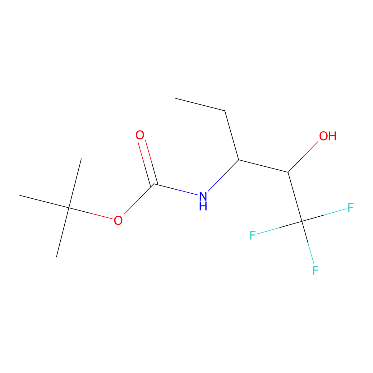 tert-butyl N-(1,1,1-trifluoro-2-hydroxypentan-3-yl)carbamate molecular structure, CAS 198956-30-8