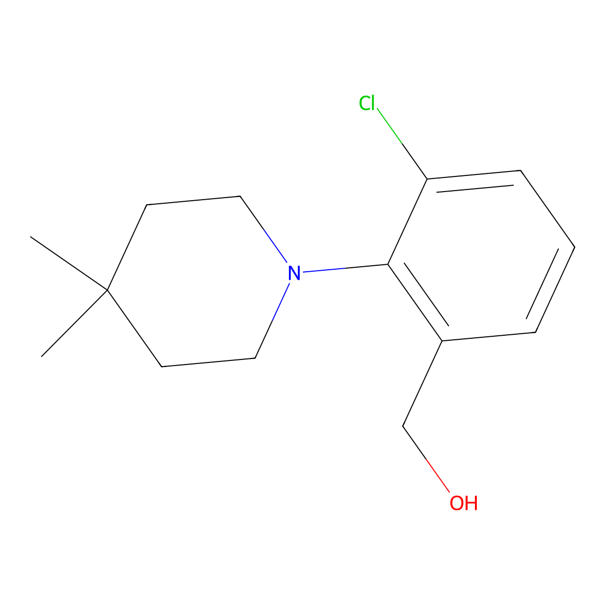 3-Chloro-2-(4,4-dimethyl-1-piperidinyl)benzyl Alcohol molecular structure, CAS 1989574-83-5