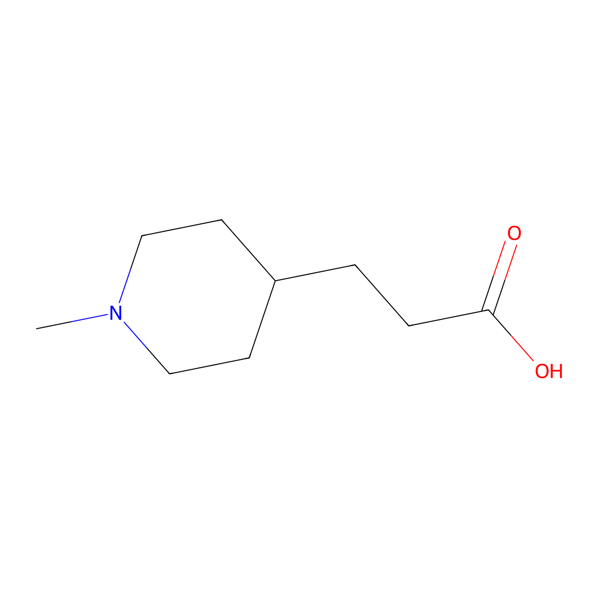 3-(1-Methylpiperidin-4-YL)propanoic acid molecular structure, CAS 198959-40-9