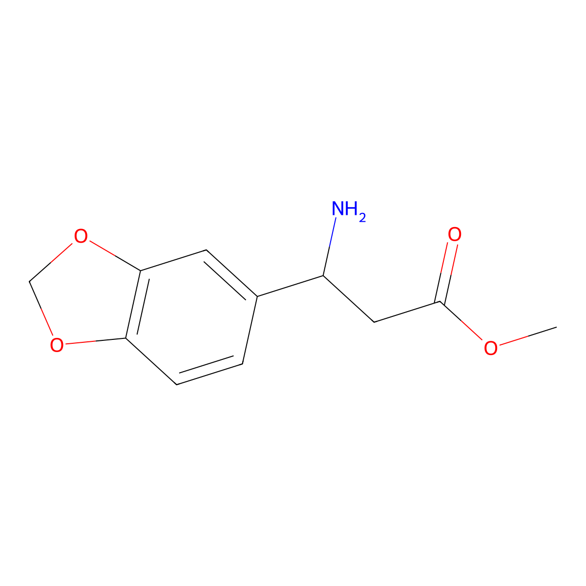 Methyl 3-amino-3-(1,3-benzodioxol-5-yl)propanoate molecular structure, CAS 198959-45-4