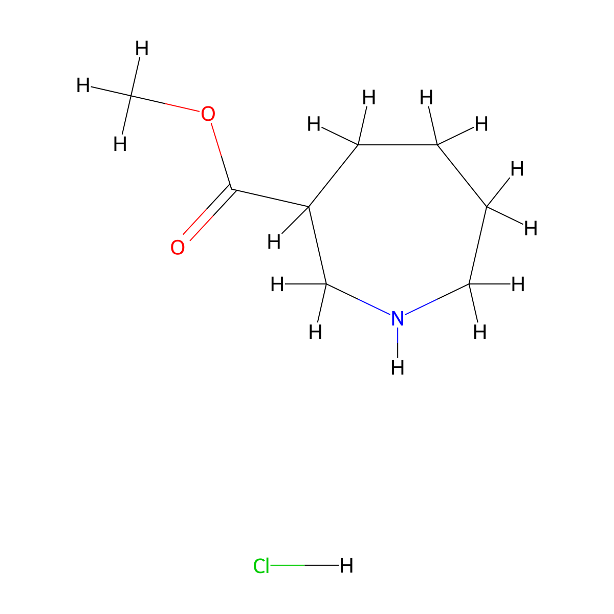 Methyl azepane-3-carboxylate hydrochloride molecular structure, CAS 198959-48-7
