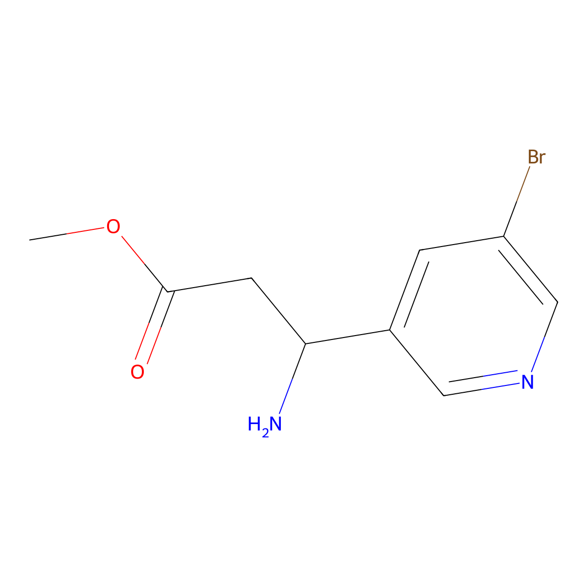Methyl (3S)-3-amino-3-(5-bromopyridin-3-yl)propanoate molecular structure, CAS 198959-58-9