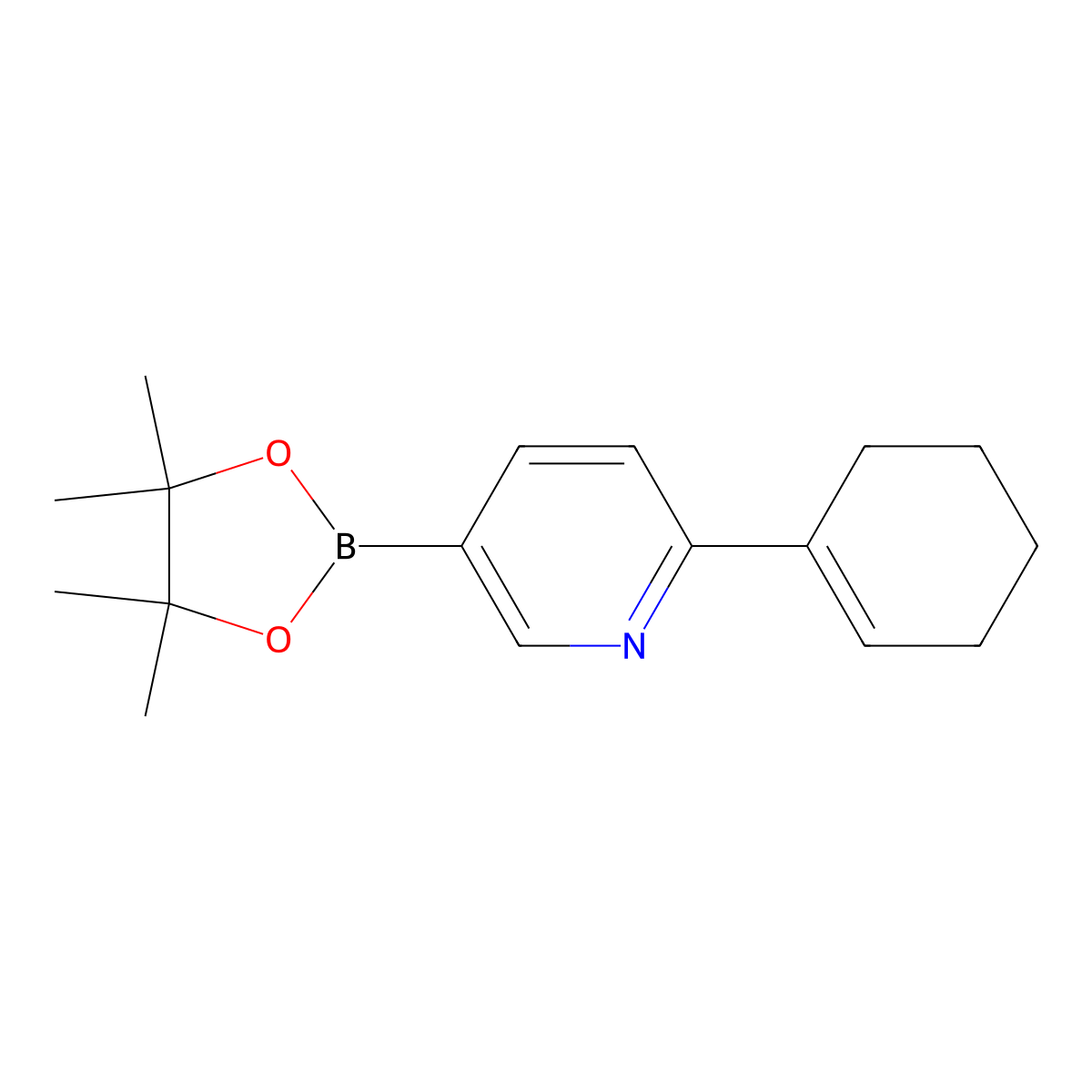 2-(Cyclohexen-1-yl)-5-(4,4,5,5-tetramethyl-1,3,2-dioxaborolan-2-yl)pyridine molecular structure, CAS 1989596-92-0