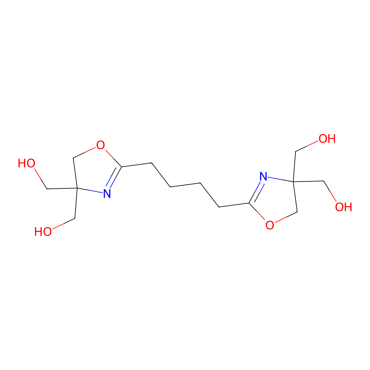 2,2'-(Butane-1,4-diyl)bis-2-oxazoline-4,4-dimethanol molecular structure, CAS 19896-25-4