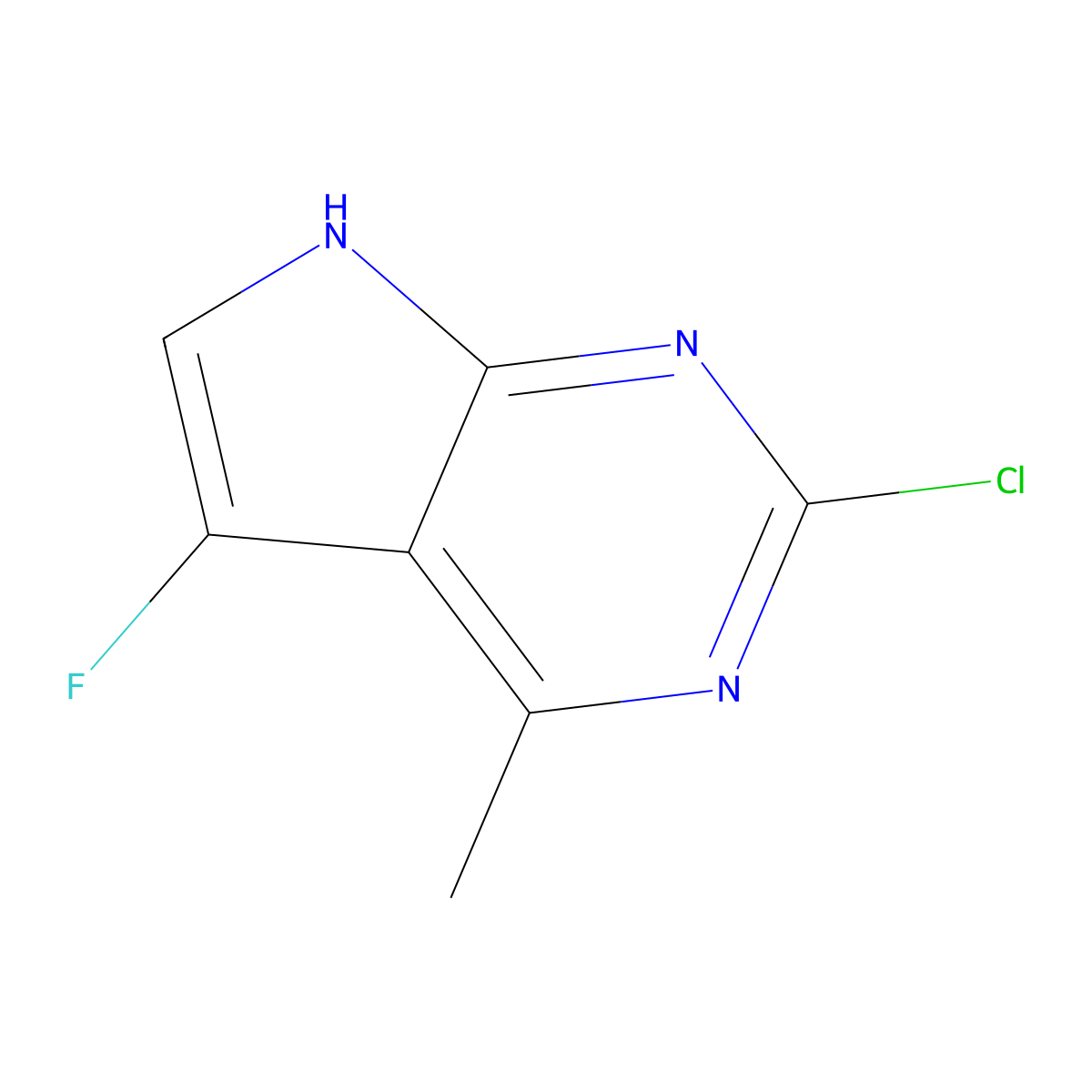 2-Chloro-5-fluoro-4-methyl-7H-pyrrolo[2,3-D]pyrimidine molecular structure, CAS 1989623-58-6