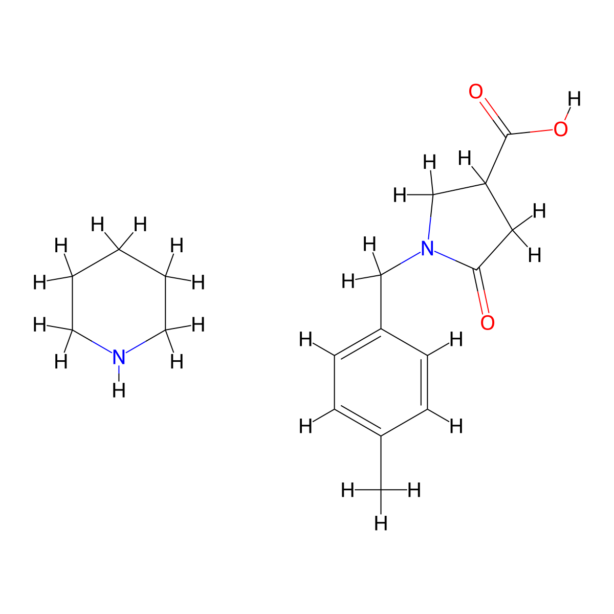 1-(4-Methylbenzyl)-5-oxopyrrolidine-3-carboxylic acid-piperidine (1:1) molecular structure, CAS 1989628-14-9
