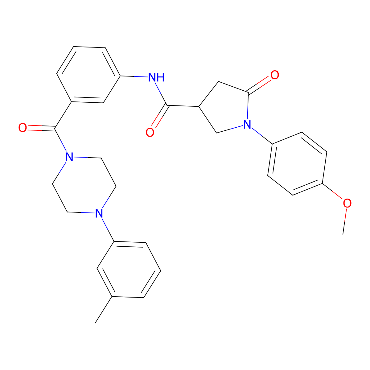 1-(4-methoxyphenyl)-N-(3-{[4-(3-methylphenyl)piperazin-1-yl]carbonyl}phenyl)-5-oxopyrrolidine-3-carboxamide molecular structure, CAS 1989628-35-4