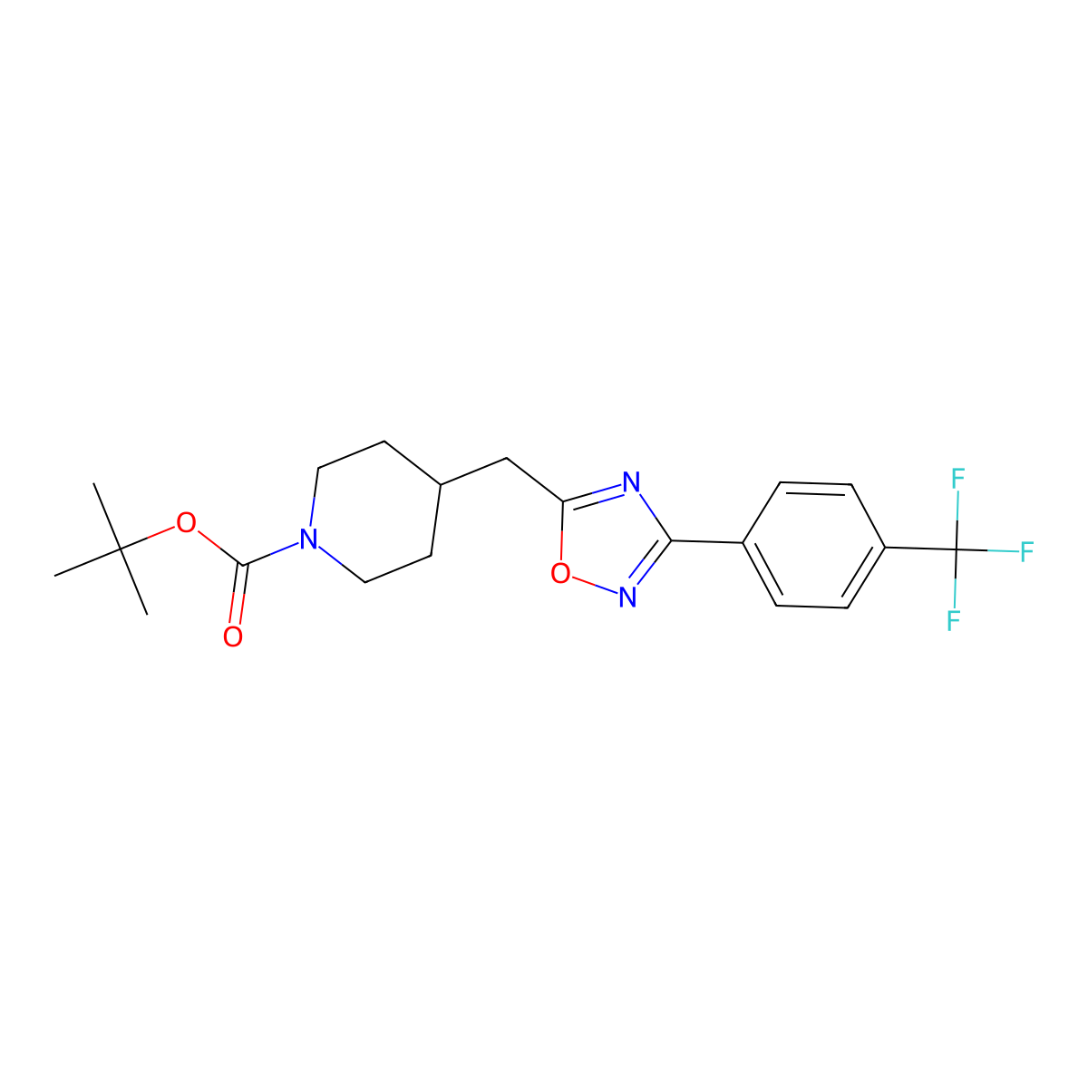 Tert-butyl 4-({3-[4-(trifluoromethyl)phenyl]-1,2,4-oxadiazol-5-yl}methyl)piperidine-1-carboxylate molecular structure, CAS 1989628-46-7