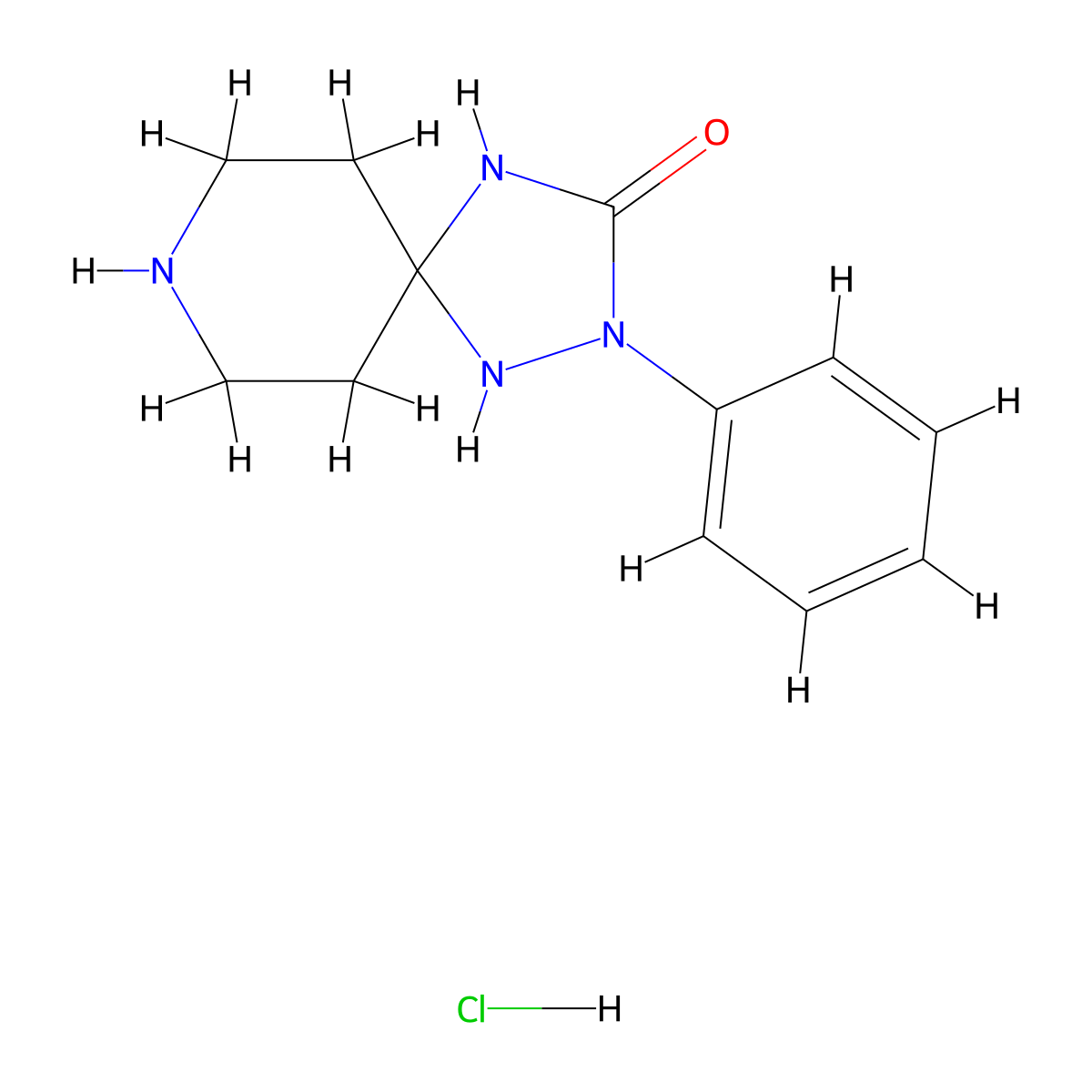 2-Phenyl-1,2,4,8-tetraazaspiro[4.5]decan-3-one hydrochloride molecular structure, CAS 1989628-80-9