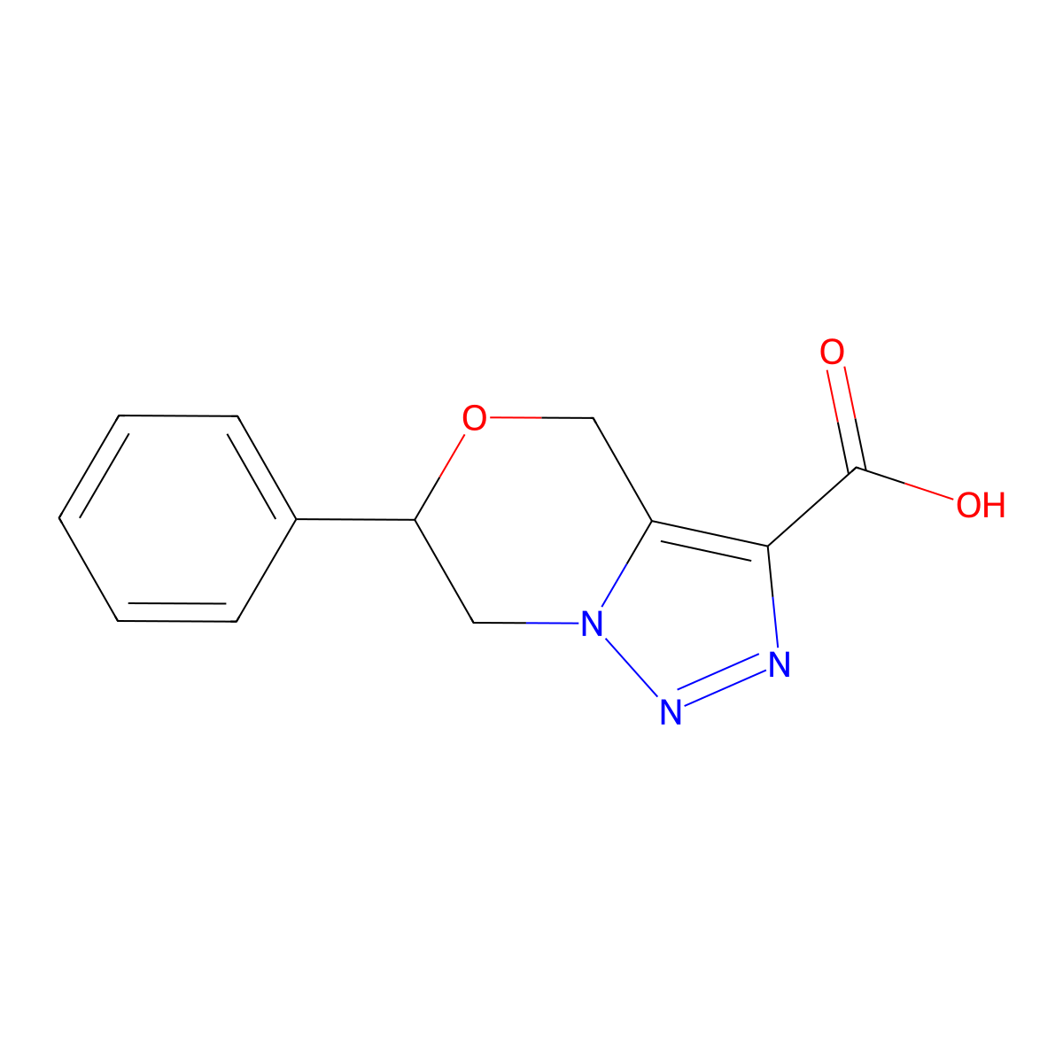 6-phenyl-6,7-dihydro-4H-[1,2,3]triazolo[5,1-c][1,4]oxazine-3-carboxylic acid molecular structure, CAS 1989628-99-0