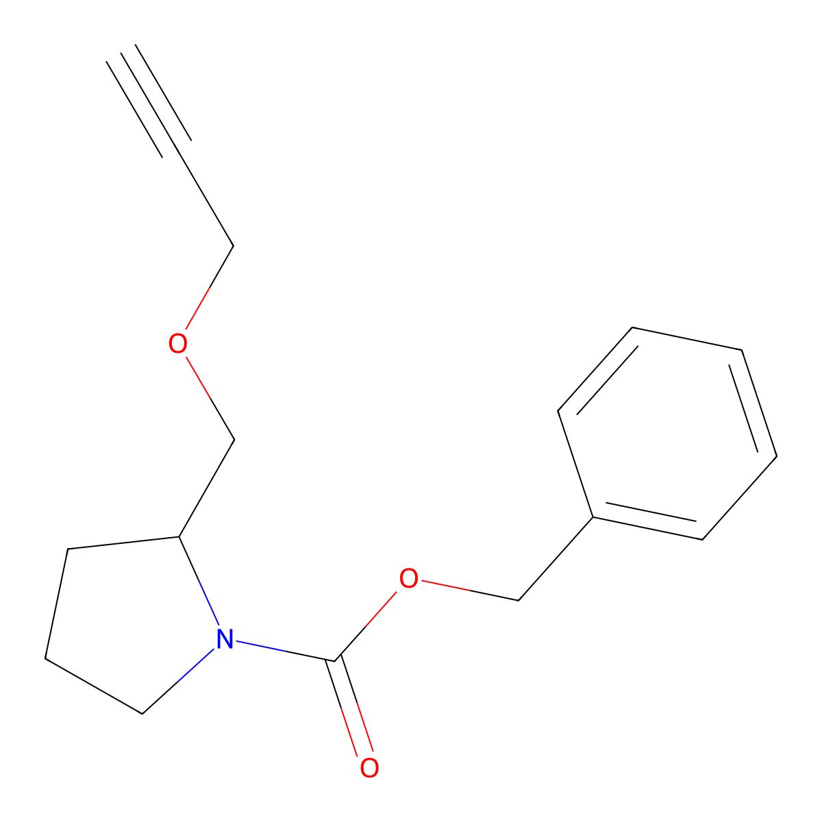 benzyl (2S)-2-[(prop-2-yn-1-yloxy)methyl]pyrrolidine-1-carboxylate molecular structure, CAS 198963-57-4